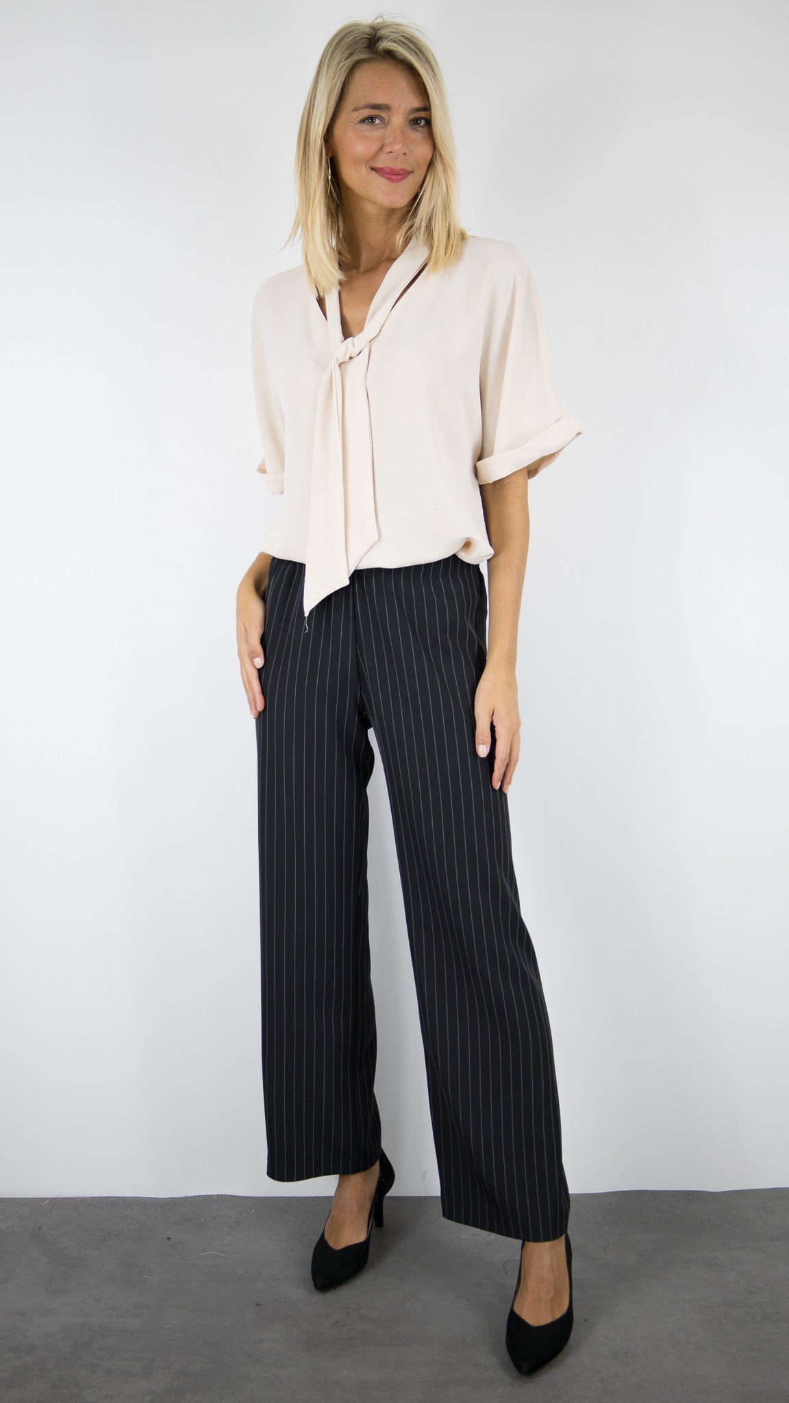 PANTALON AMPLE RAYE NOIR FEMME IMPERIAL PVT3KIK