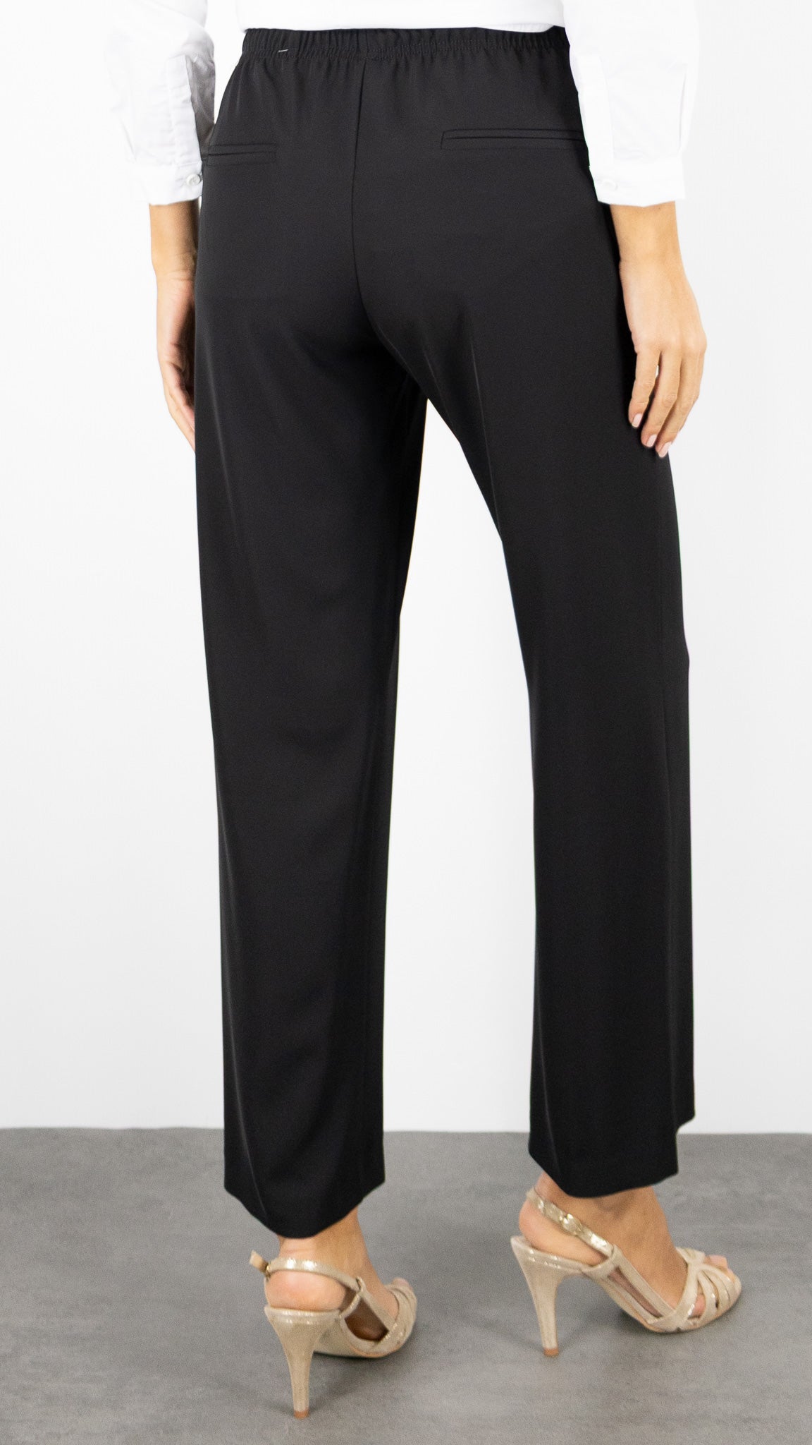PANTALON FLUIDE DROIT TAILLE ELASTIQUE POUR FEMME NOIR IMPERIAL PVZ0KDF