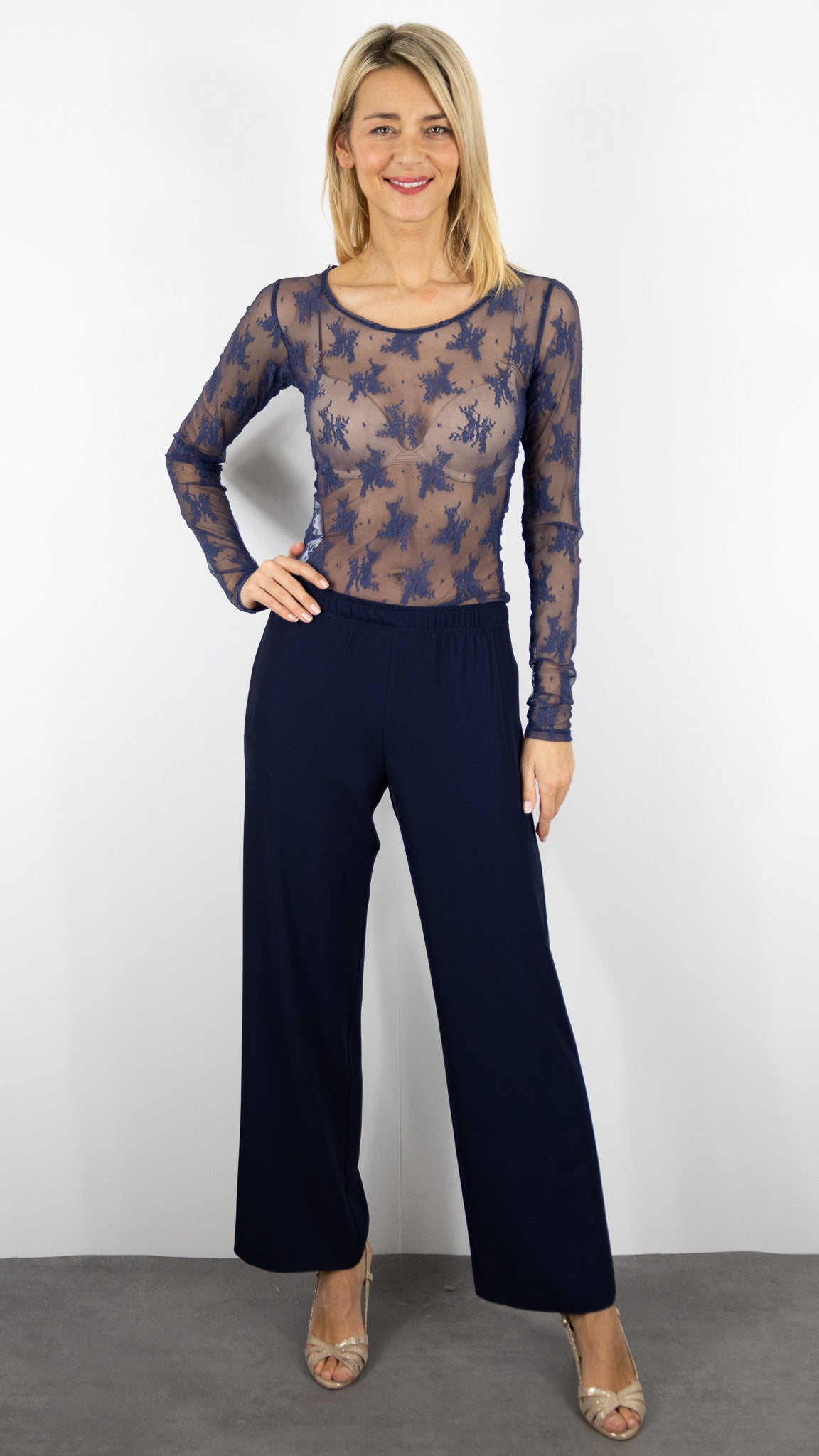 PANTALON HABILLE DROIT TAILLE ELASTIQUE IMPERIALE BLU SUCRO MARINE
