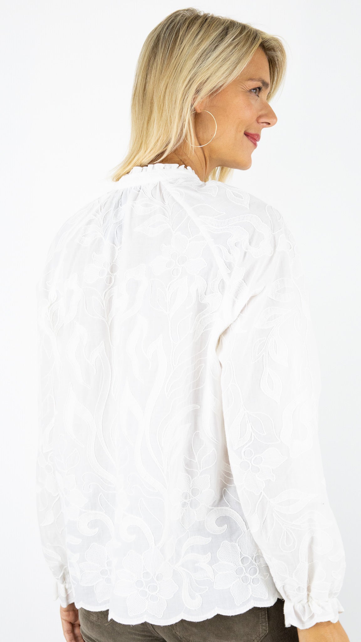 CHEMISE BRODEE CREME FEMME BIANCA RANA 65008