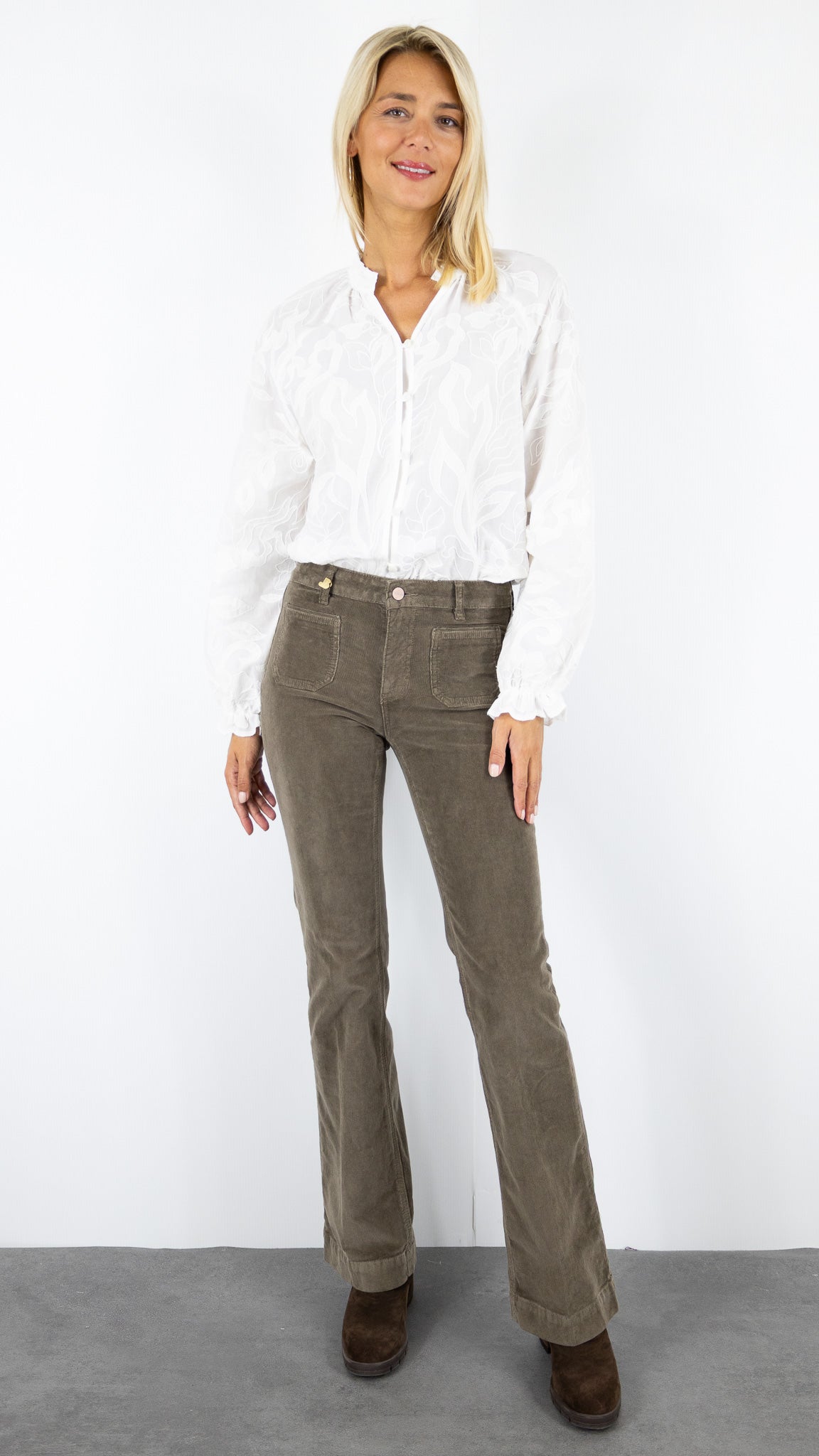 CHEMISE BRODEE CREME FEMME BIANCA RANA 65008