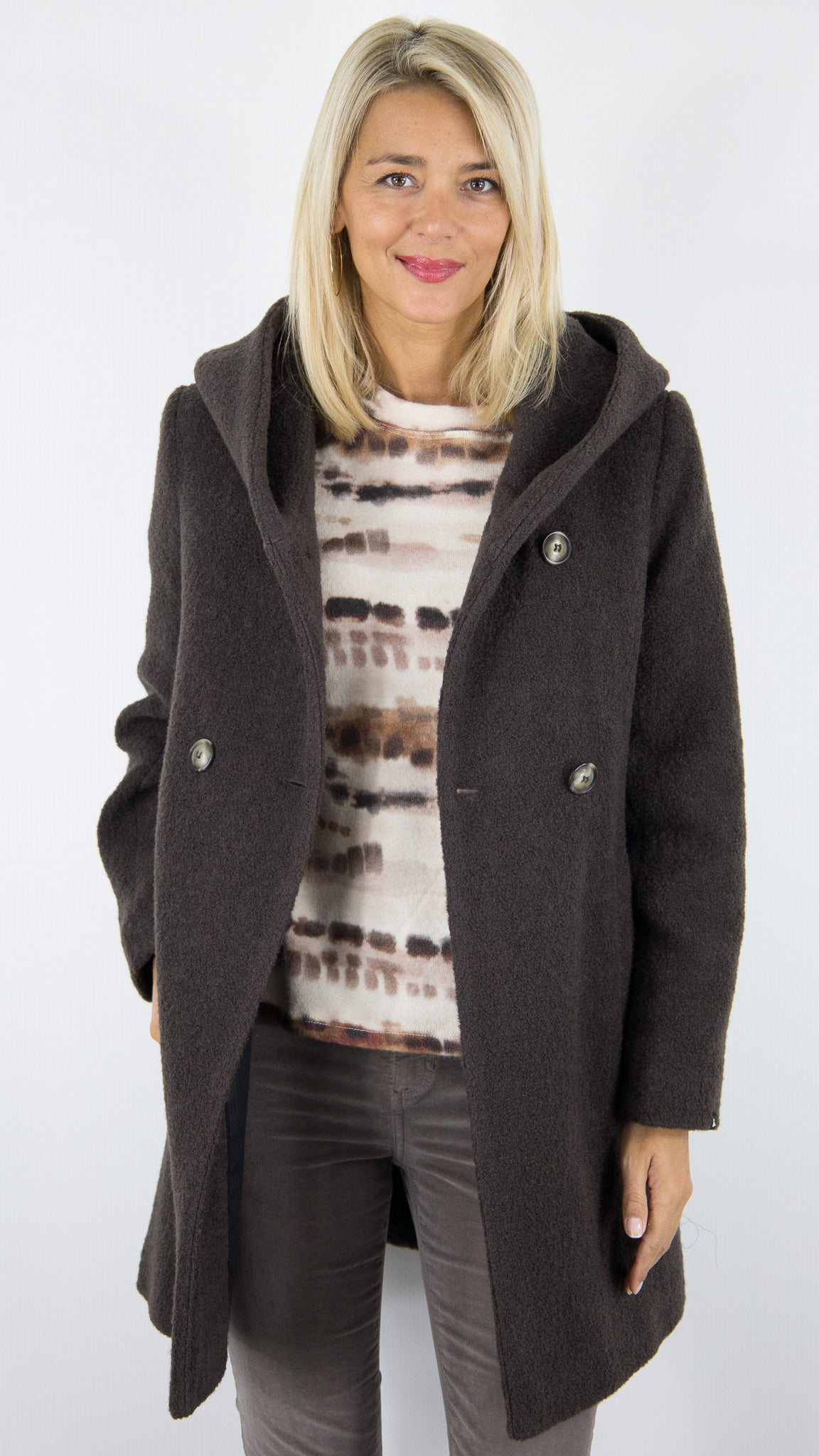 MANTEAU A CAPUCHE EN LAINE TRENCH AND COAT RICOUX2 TT AWLE#COLOR_AWLE48/CHOCO