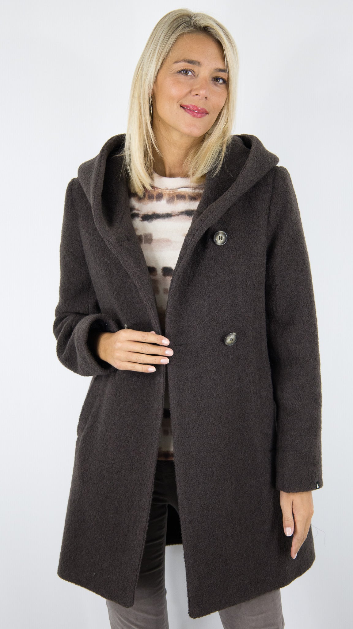 MANTEAU A CAPUCHE EN LAINE TRENCH AND COAT RICOUX2 TT AWLE#COLOR_AWLE48/CHOCO