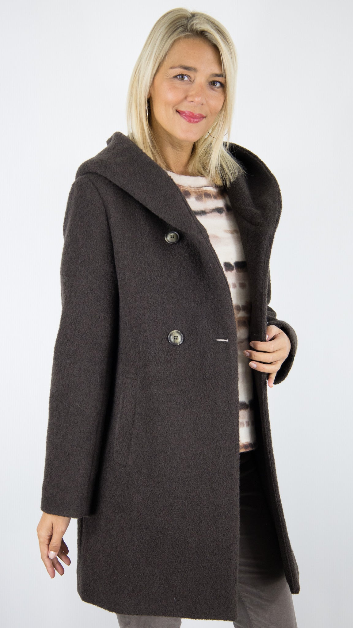 MANTEAU A CAPUCHE EN LAINE TRENCH AND COAT RICOUX2 TT AWLE#COLOR_AWLE48/CHOCO