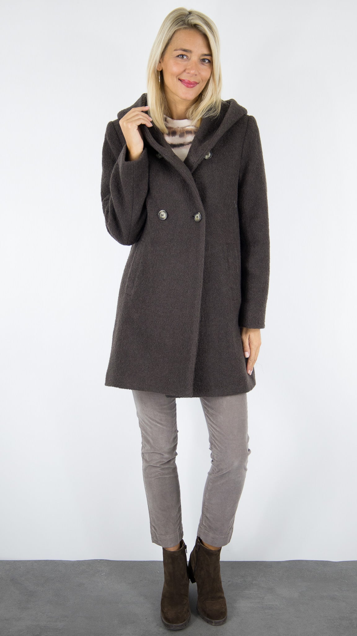 MANTEAU A CAPUCHE EN LAINE TRENCH AND COAT RICOUX2 TT AWLE#COLOR_AWLE48/CHOCO