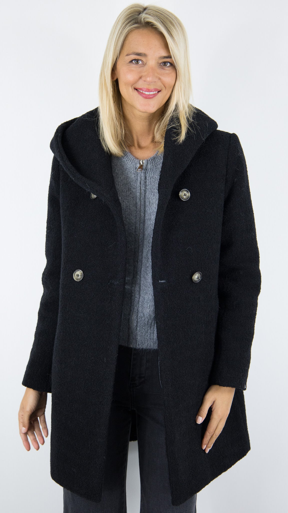 MANTEAU A CAPUCHE EN LAINE TRENCH AND COAT RICOUX2 TT AWLE#COLOR_AWLE401/NOIR