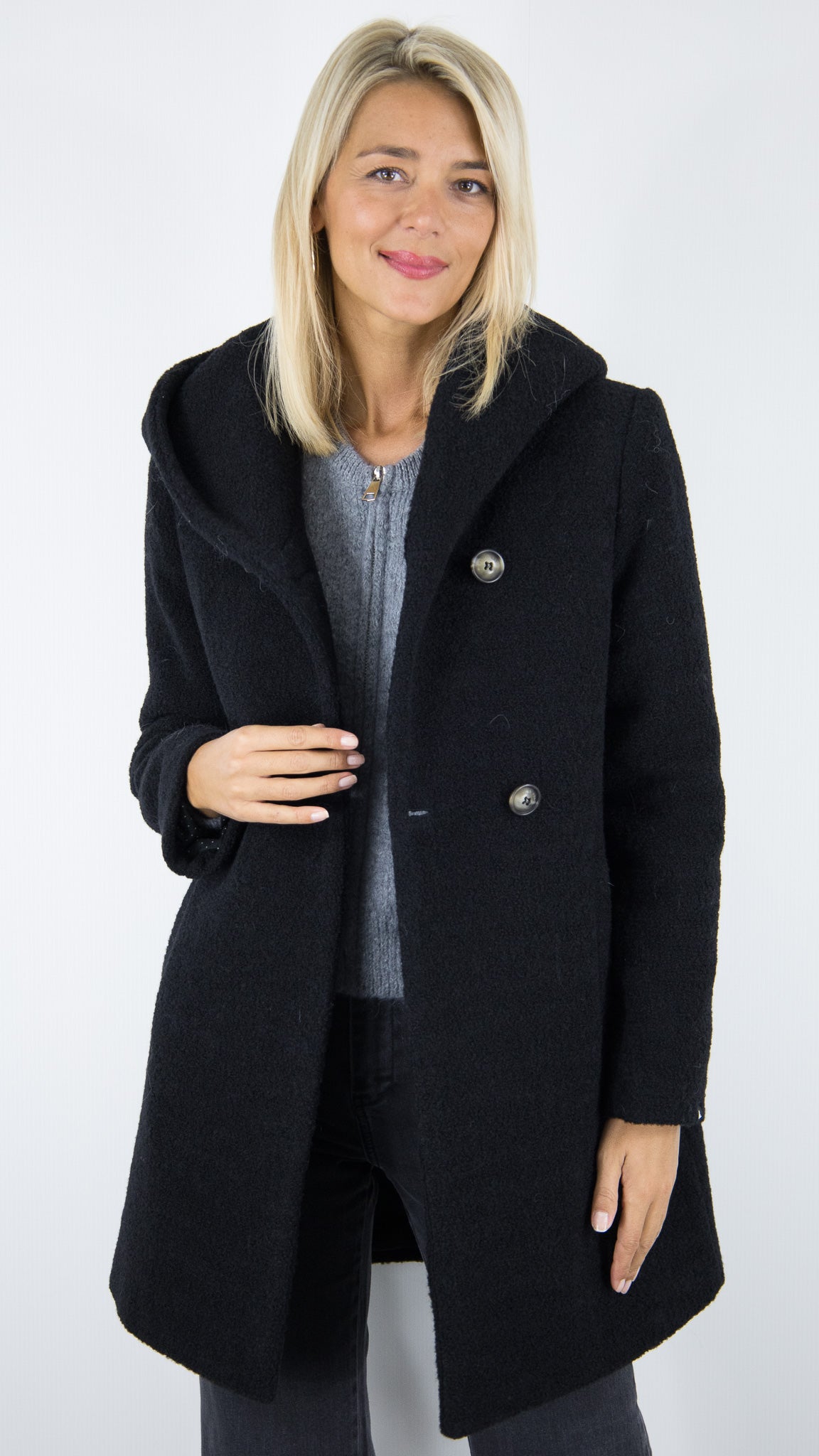 MANTEAU A CAPUCHE EN LAINE TRENCH AND COAT RICOUX2 TT AWLE#COLOR_AWLE401/NOIR