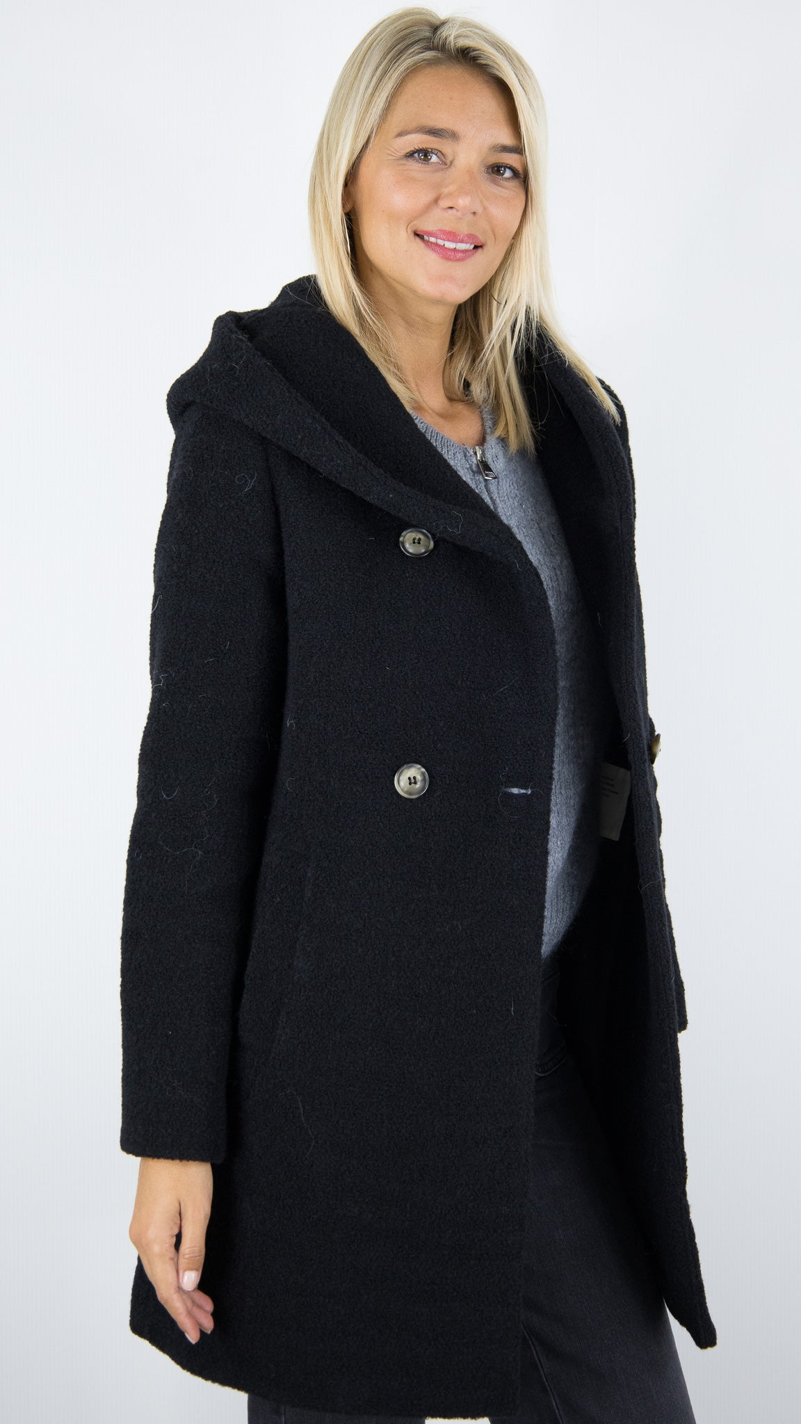 MANTEAU A CAPUCHE EN LAINE TRENCH AND COAT RICOUX2 TT AWLE#COLOR_AWLE401/NOIR
