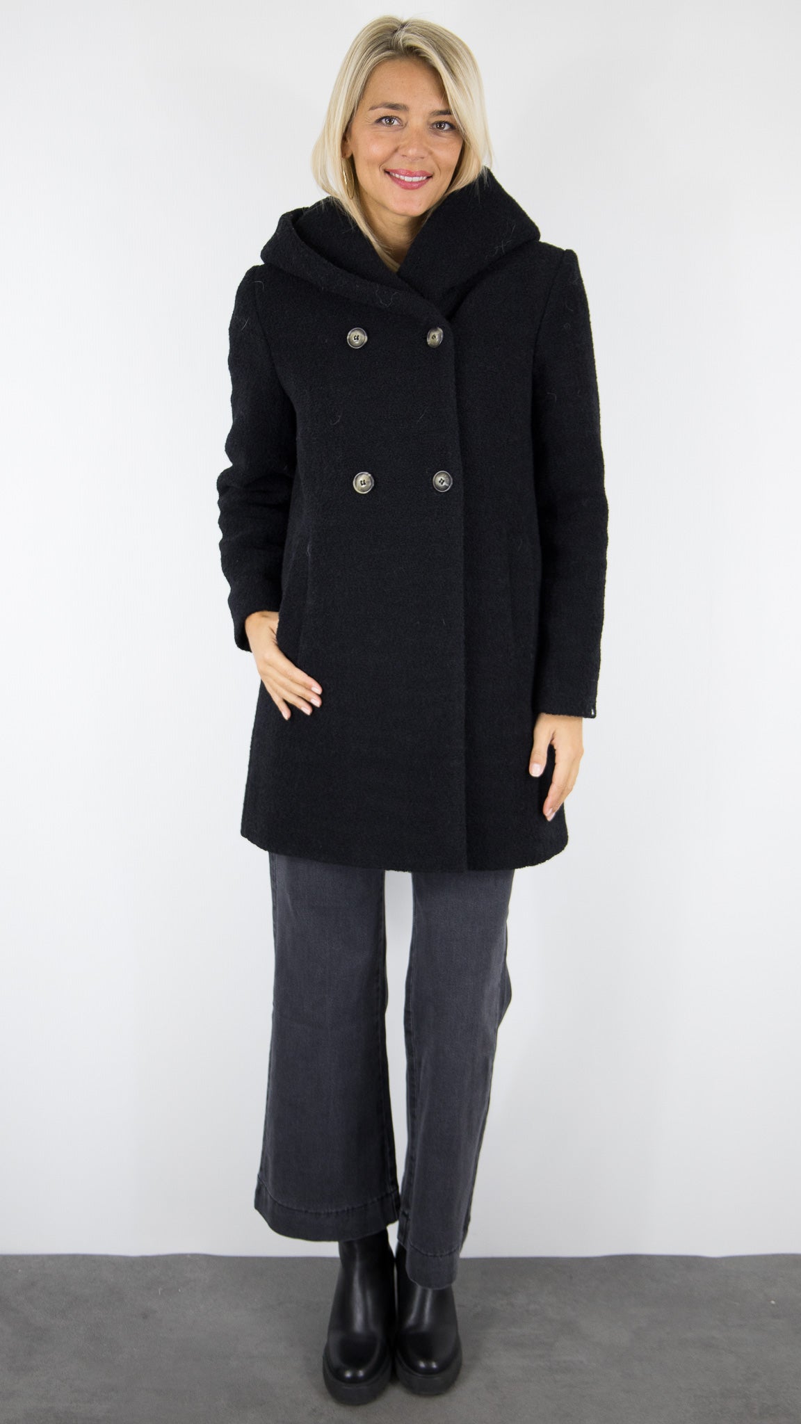 MANTEAU A CAPUCHE EN LAINE TRENCH AND COAT RICOUX2 TT AWLE#COLOR_AWLE401/NOIR