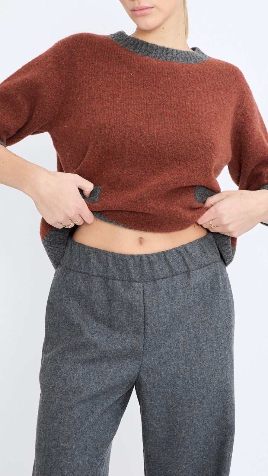 PANTALON DROIT EN FLANELLE JEFF RITZ#COLOR_95/MID GREY