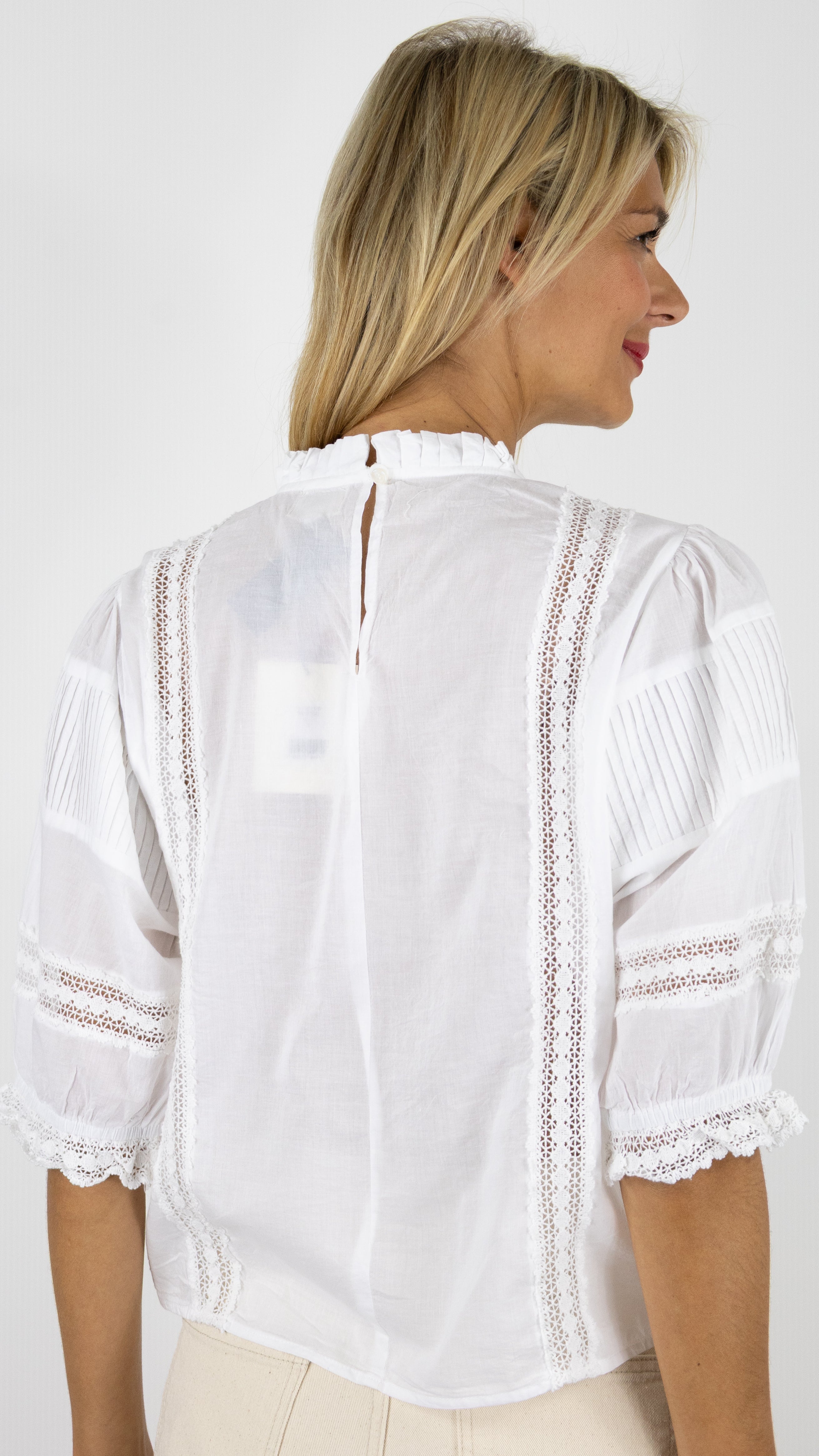 BLOUSE BRODEE MANCHES COURTES BLANCHE AN'GE SAMITOU 