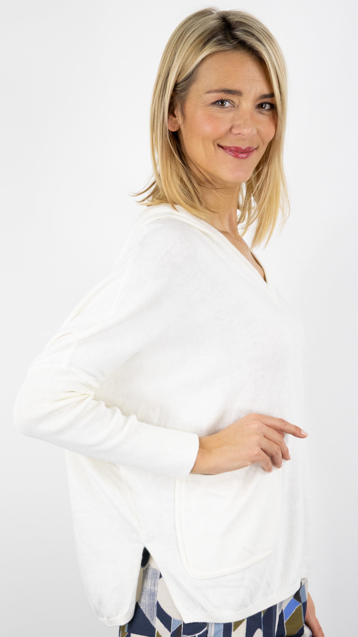 PULL AMPLE A CAPUCHE EN COTON POUR FEMME ECRU  NOT SHY SEILA