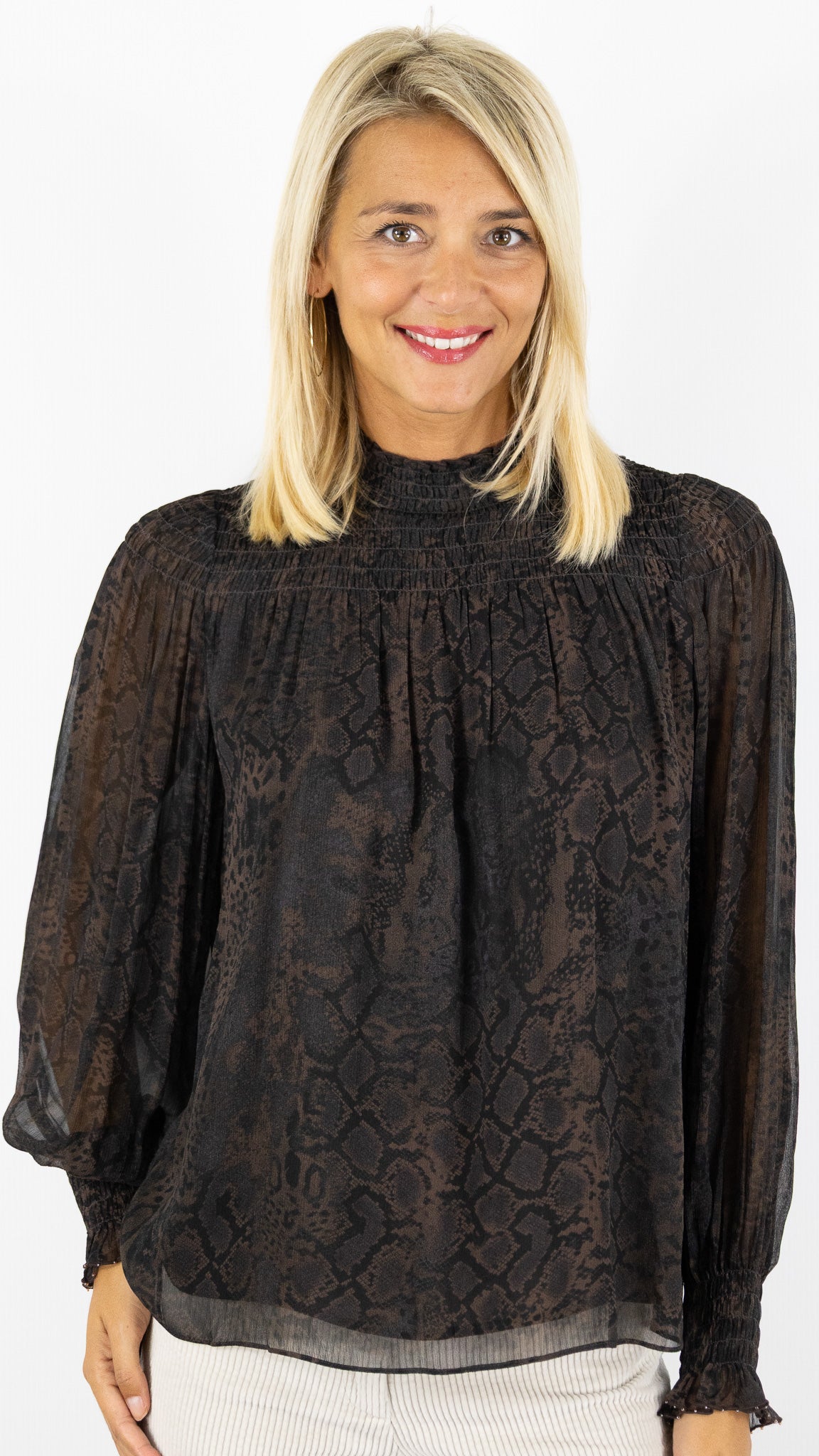 BLOUSE FLUIDE REPTILE MARRON BA&SH SHAMY