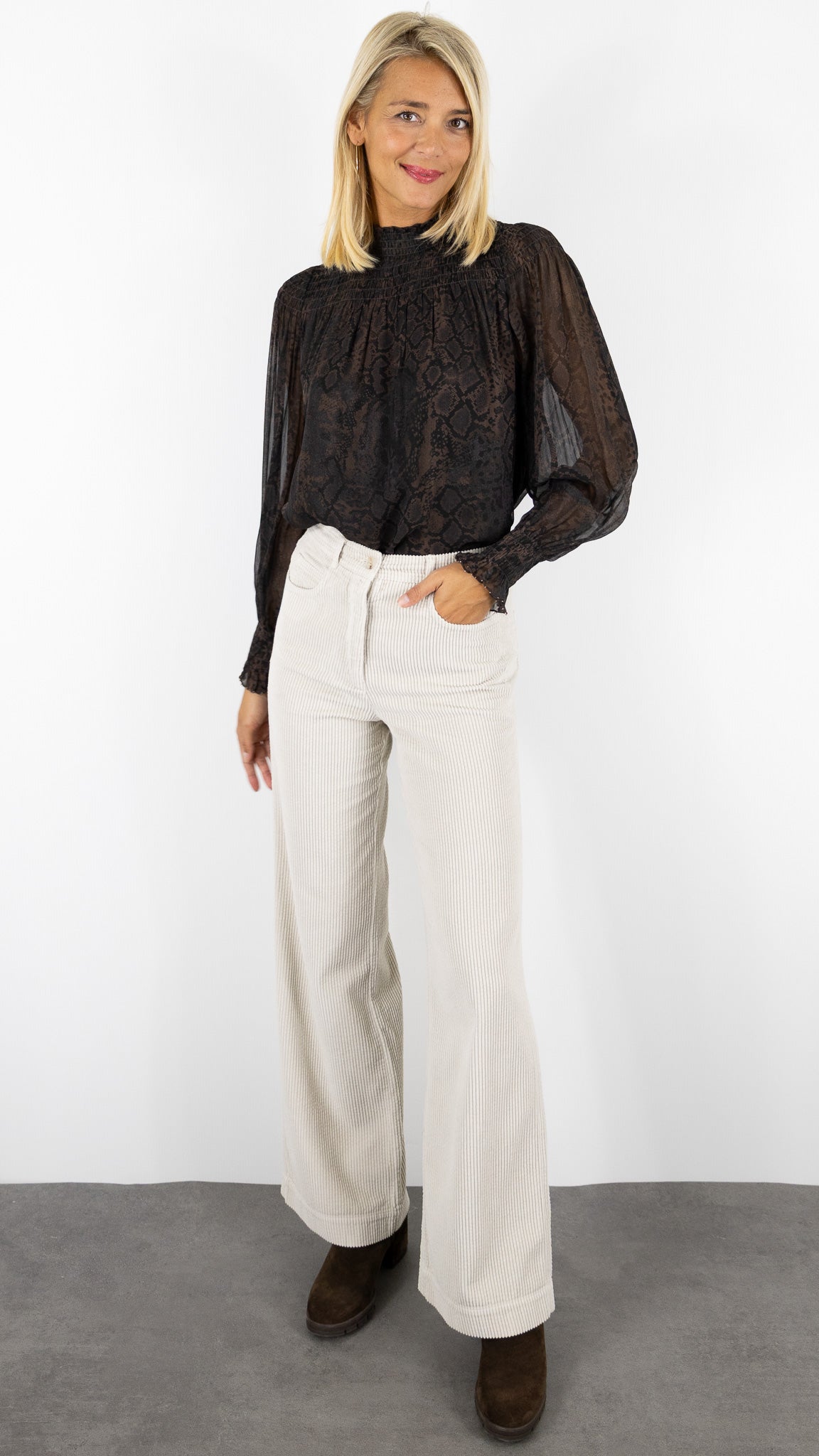 BLOUSE FLUIDE REPTILE MARRON BA&SH SHAMY