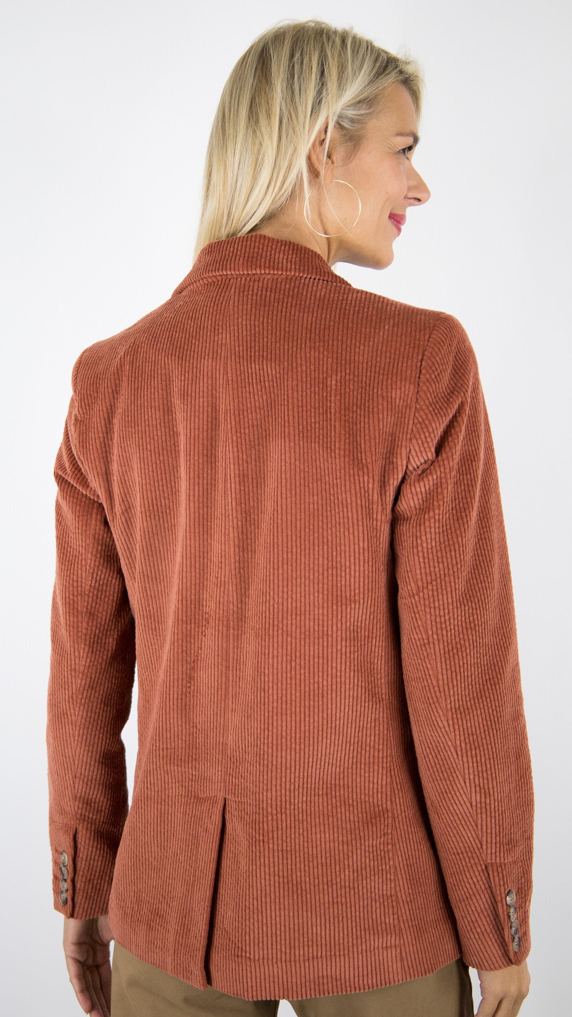 BLAZER CROISE EN VELOURS COTELE CUIVRE POUR FEMME DES PETITS HAUTS SIANETTE