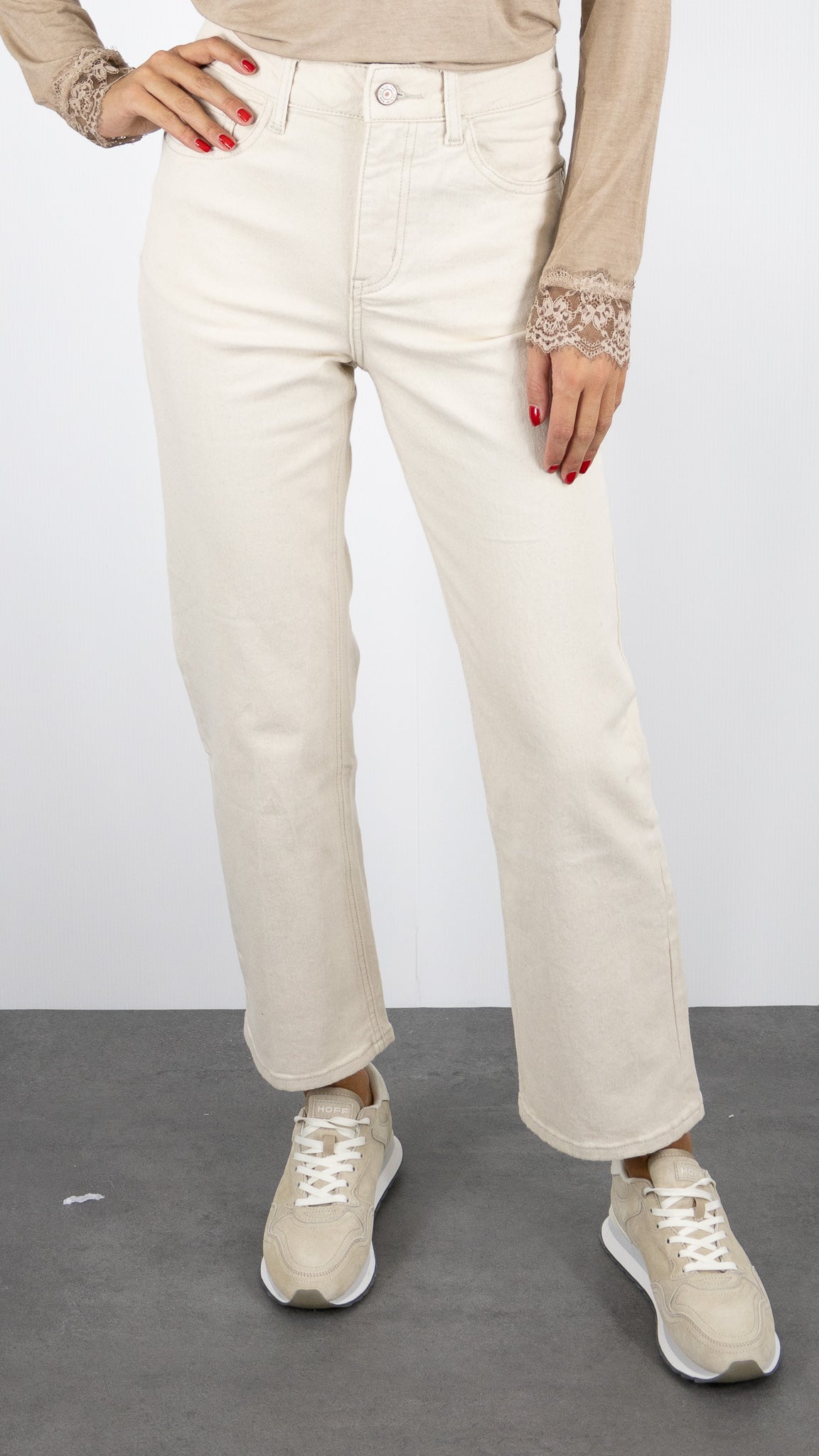 JEANS DROIT TAILLE HAUTE ORAIJE SOLANGE BEIGE NATUREL