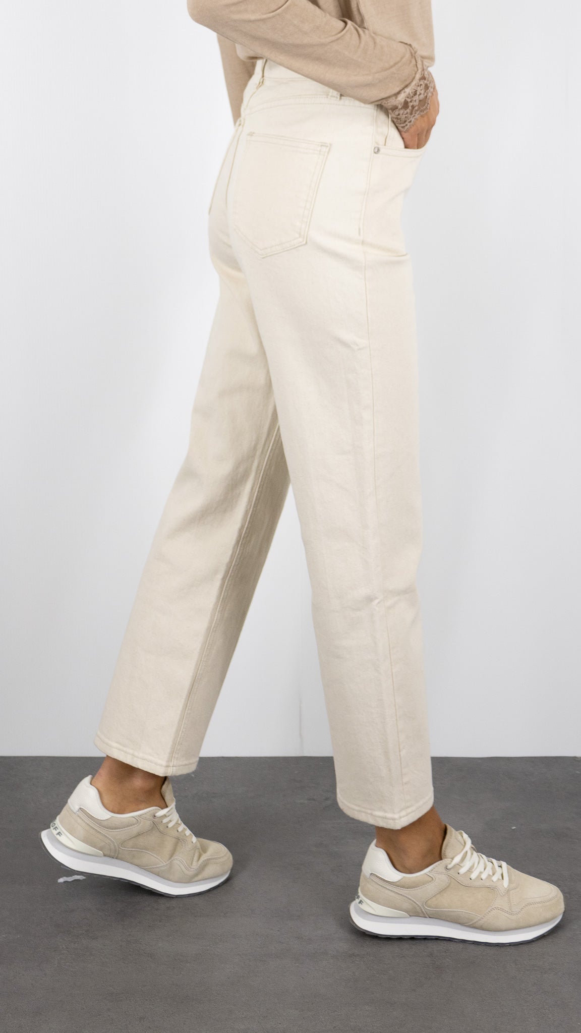 JEANS DROIT TAILLE HAUTE ORAIJE SOLANGE BEIGE NATUREL