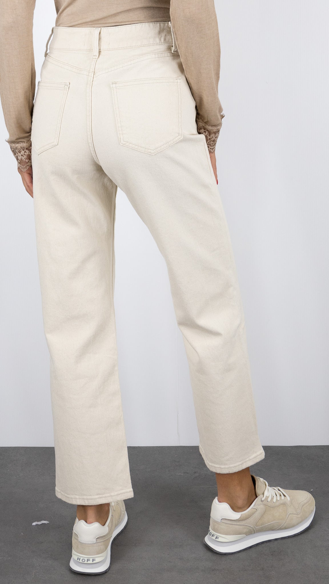 JEANS DROIT TAILLE HAUTE ORAIJE SOLANGE BEIGE NATUREL