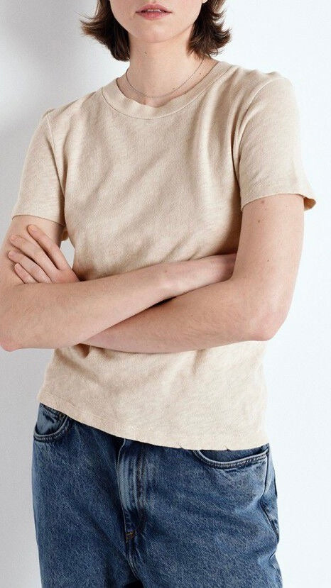 TEE-SHIRT EN COTON MANCHES COURTES SONOMA SON28GE26 AMERICAN VINTAGE SONOMA#COLOR_MASTIC BEIGE