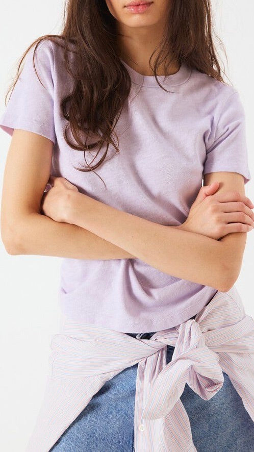 TEE-SHIRT EN COTON MANCHES COURTES SONOMA SON28GE26 AMERICAN VINTAGE SONOMA#COLOR_VIOLET PASTEL CHINE