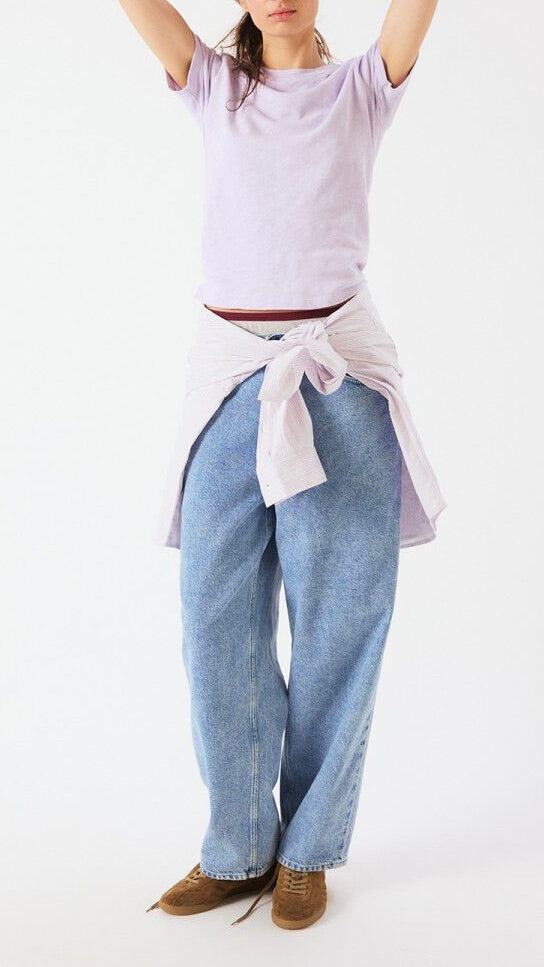 TEE-SHIRT EN COTON MANCHES COURTES SONOMA SON28GE26 AMERICAN VINTAGE SONOMA#COLOR_VIOLET PASTEL CHINE