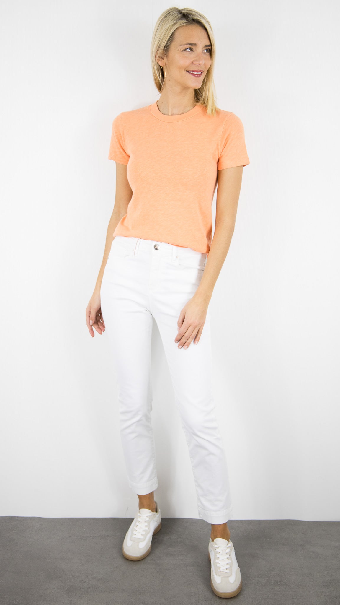 TEE-SHIRT EN COTON MANCHES COURTES SONOMA SON28GE26 AMERICAN VINTAGE SONOMA#COLOR_ABRICOTINE