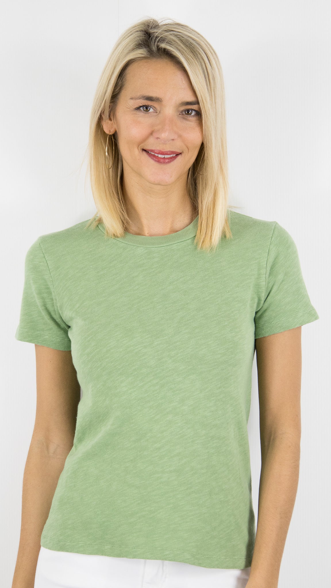 TEE-SHIRT EN COTON MANCHES COURTES SONOMA SON28GE26 AMERICAN VINTAGE SONOMA#COLOR_CITRONELLE/VERT