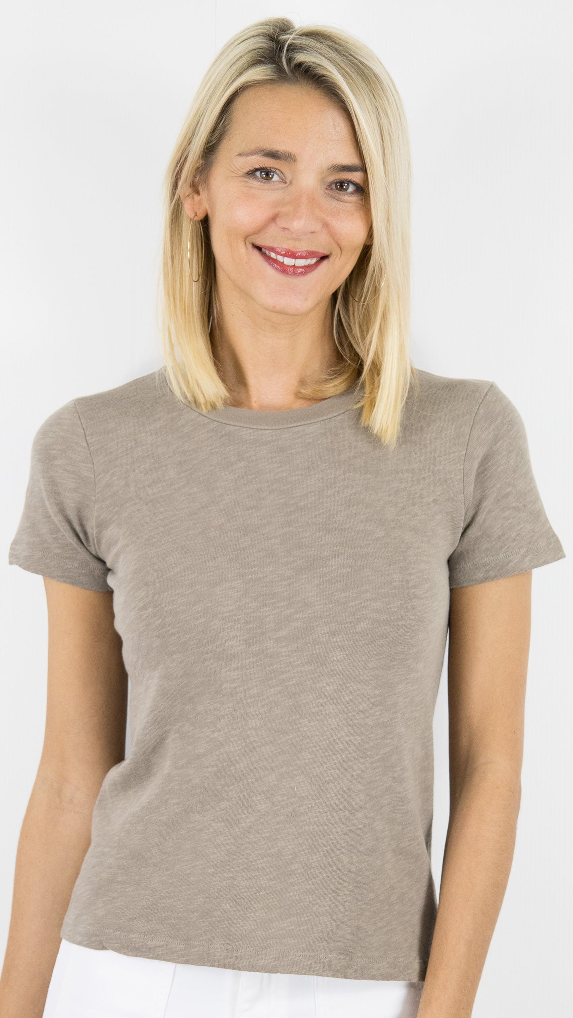 TEE-SHIRT EN COTON MANCHES COURTES SONOMA SON28GE26 AMERICAN VINTAGE SONOMA#COLOR_GRAINE/TAUPE