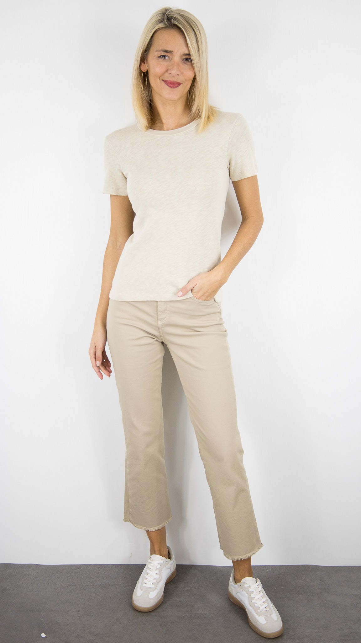 TEE-SHIRT EN COTON MANCHES COURTES SONOMA SON28GE26 AMERICAN VINTAGE SONOMA#COLOR_MASTIC VINTAGE/BEIGE