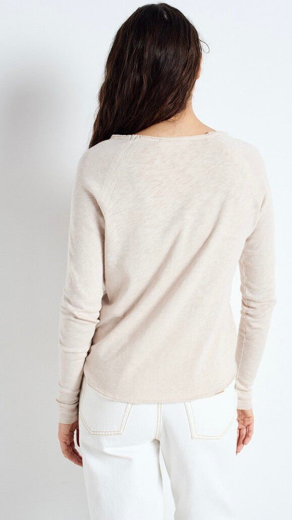 TEE-SHIRT COL BATEAU MANCHES LONGUES EN COTON POUR FEMME SON31G AMERICAN VINTAGE SONOMA#COLOR_MASTIC BEIGE