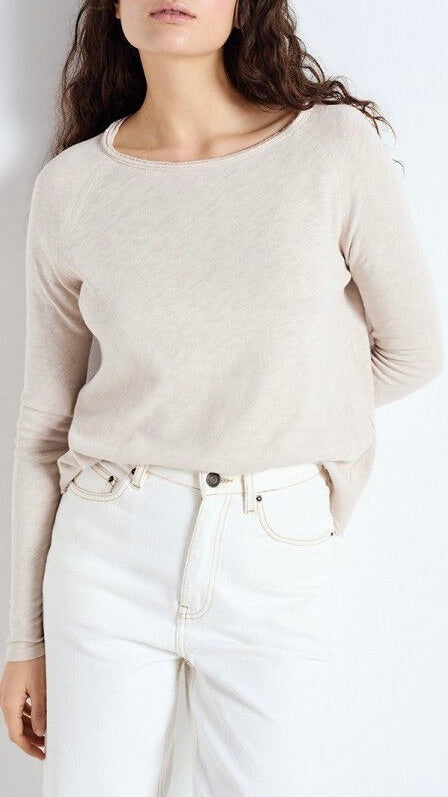 TEE-SHIRT COL BATEAU MANCHES LONGUES EN COTON POUR FEMME SON31G AMERICAN VINTAGE SONOMA#COLOR_MASTIC BEIGE