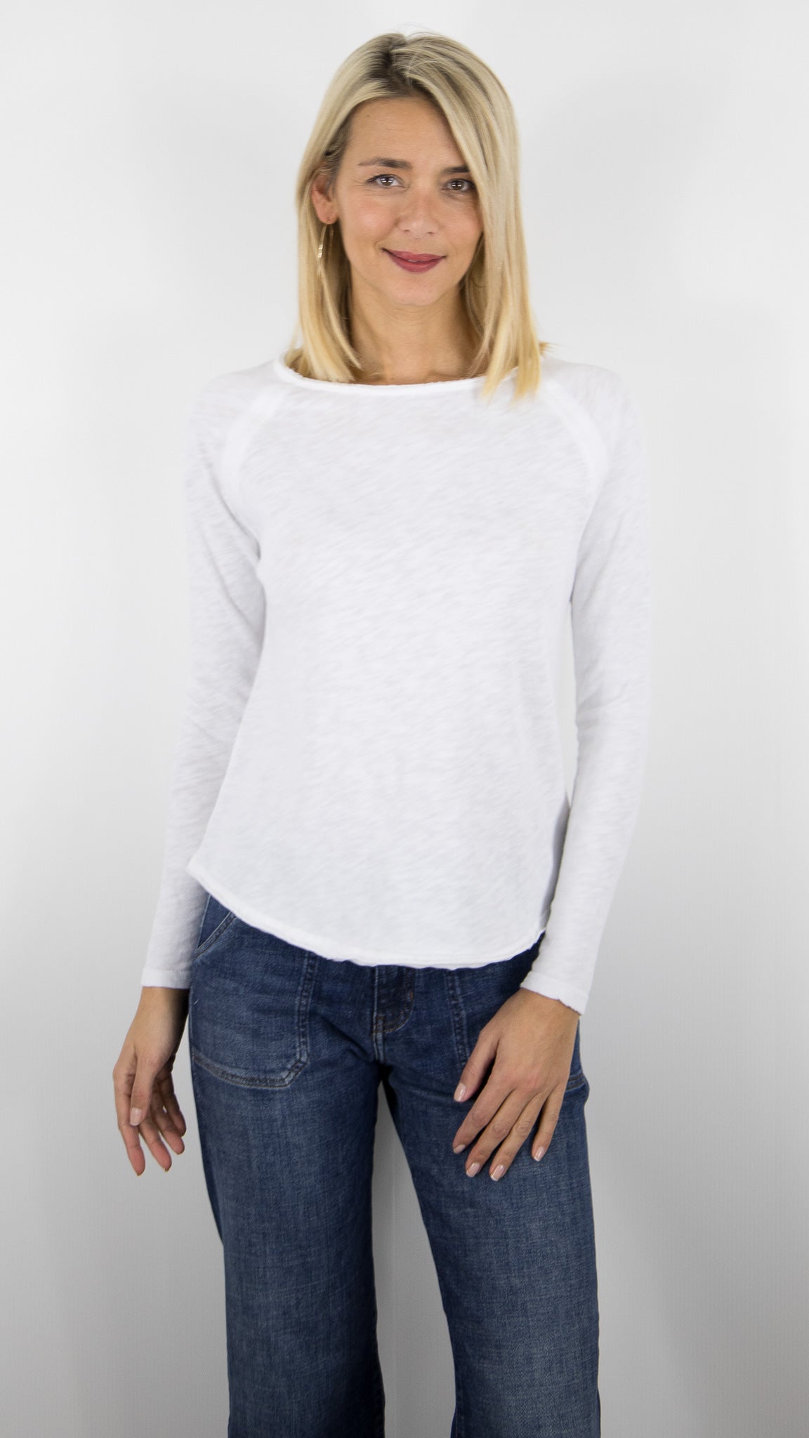 TEE-SHIRT COL BATEAU MANCHES LONGUES EN COTON POUR FEMME SON31G AMERICAN VINTAGE SONOMA#COLOR_BLANC