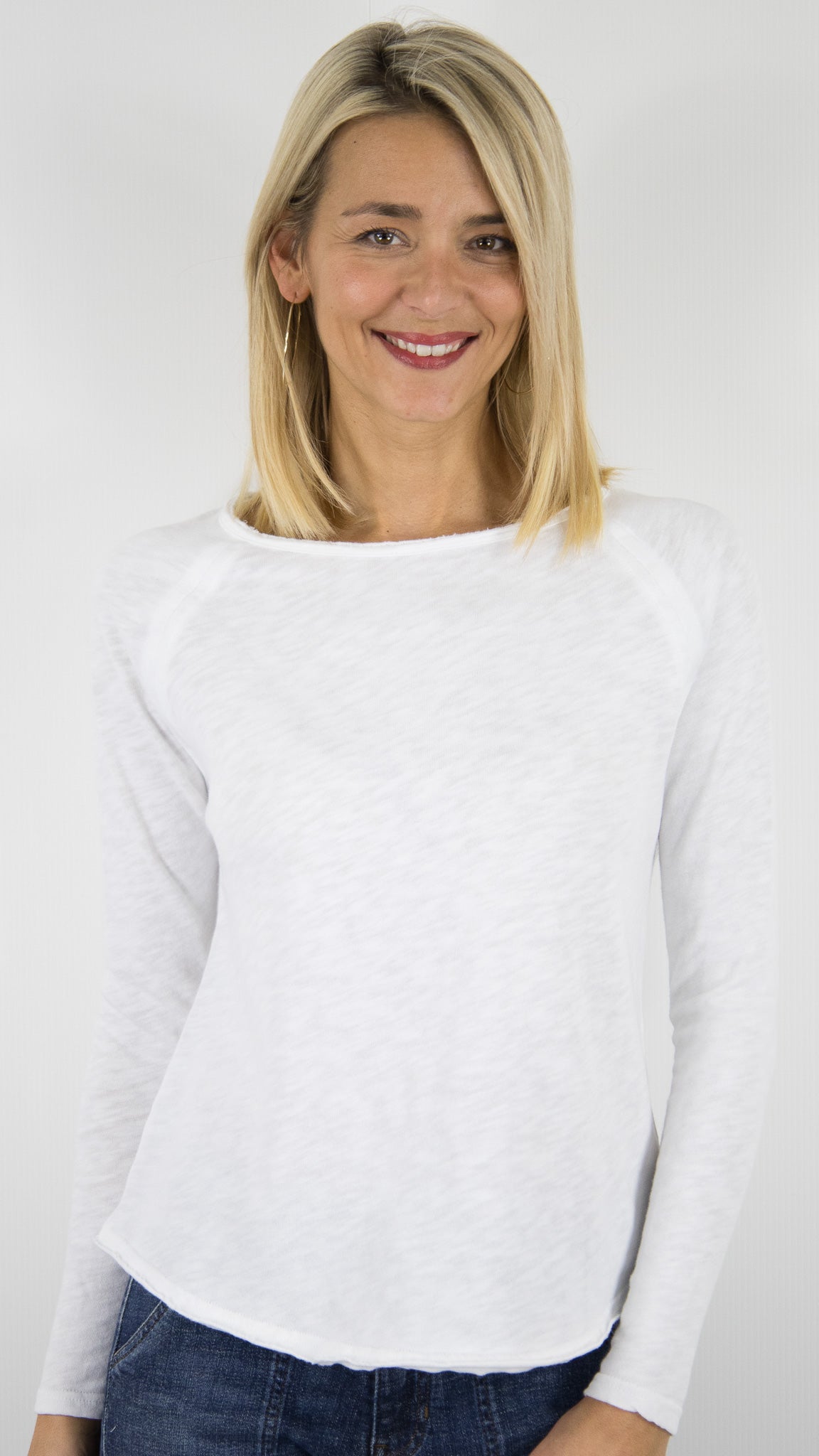 TEE-SHIRT COL BATEAU MANCHES LONGUES EN COTON POUR FEMME SON31G AMERICAN VINTAGE SONOMA#COLOR_BLANC