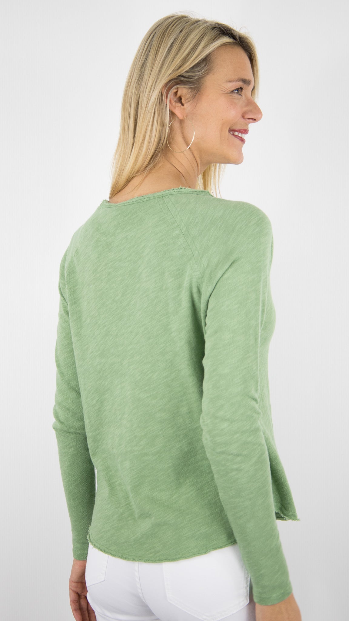 TEE-SHIRT COL BATEAU MANCHES LONGUES EN COTON POUR FEMME SON31G AMERICAN VINTAGE SONOMA#COLOR_CITRONELLE VINTAGE