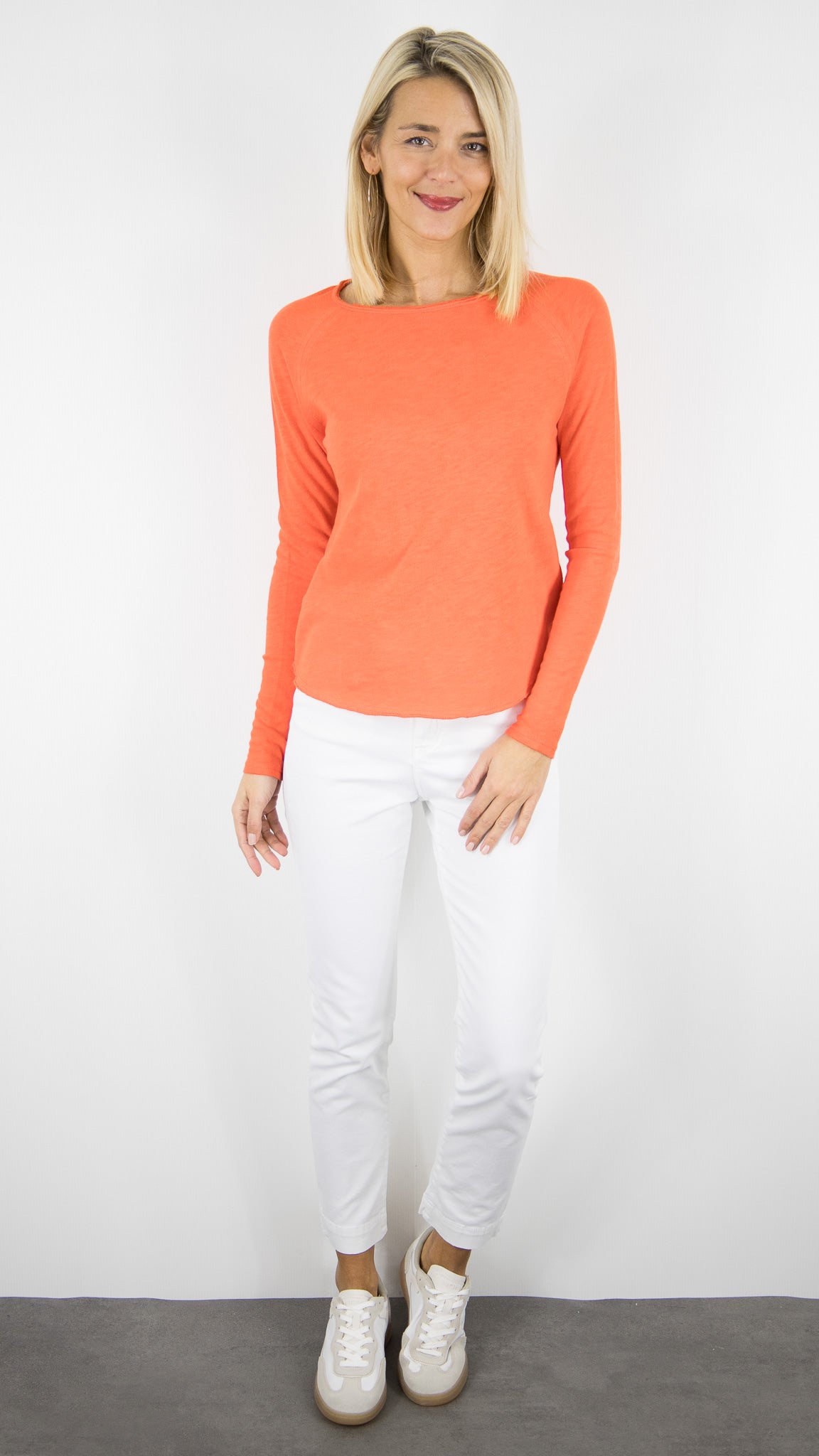 TEE-SHIRT COL BATEAU MANCHES LONGUES EN COTON POUR FEMME SON31G AMERICAN VINTAGE SONOMA#COLOR_GASPACHO