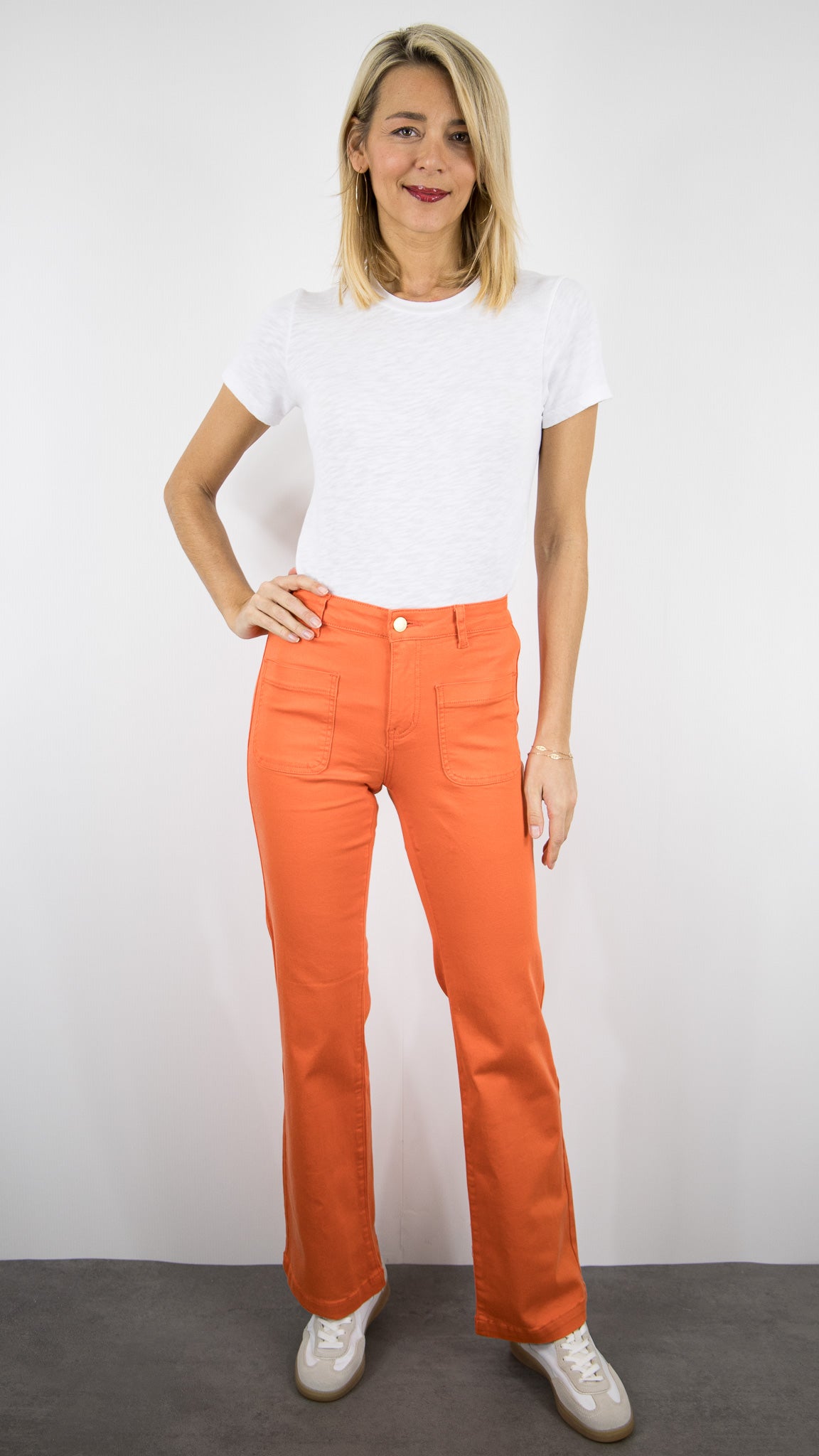 JEANS FLARE POUR FEMME LA PETITE ETOILE SONNY#COLOR_64/ORANGE