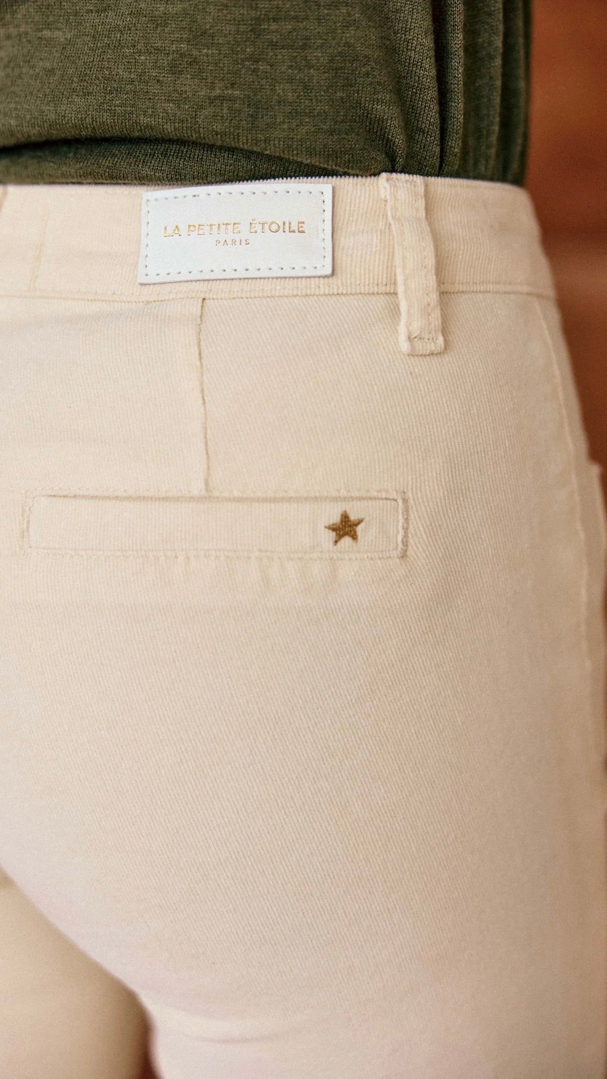 PANTALON FLARE EN VELPOURS POUR FEMME  LA PETITE ETOILE SONNY PANTALON#COLOR_11/ECRU
