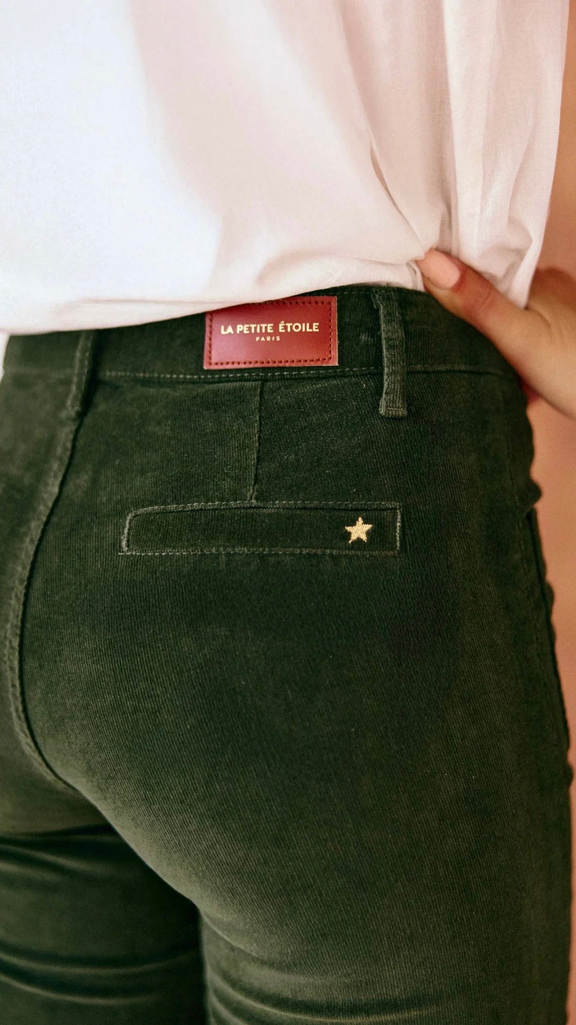 PANTALON FLARE EN VELPOURS POUR FEMME  LA PETITE ETOILE SONNY PANTALON#COLOR_17/KAKI
