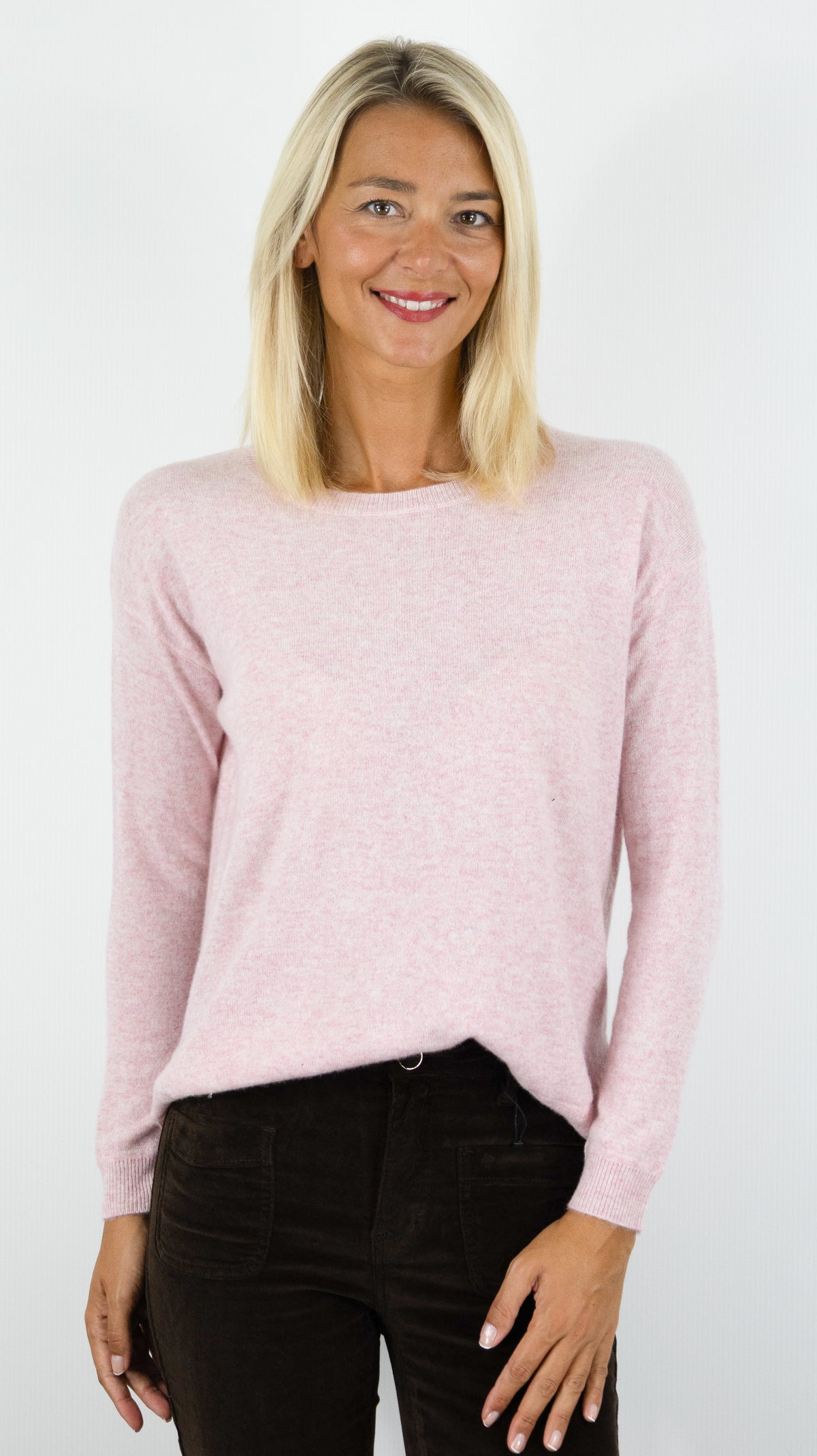 PULL COL ROND EN CACHEMIRE POUR FEMME AVEC ZIP AU DOS ESTHEME WES26B23H#COLOR_51158/SAKURA ROSE