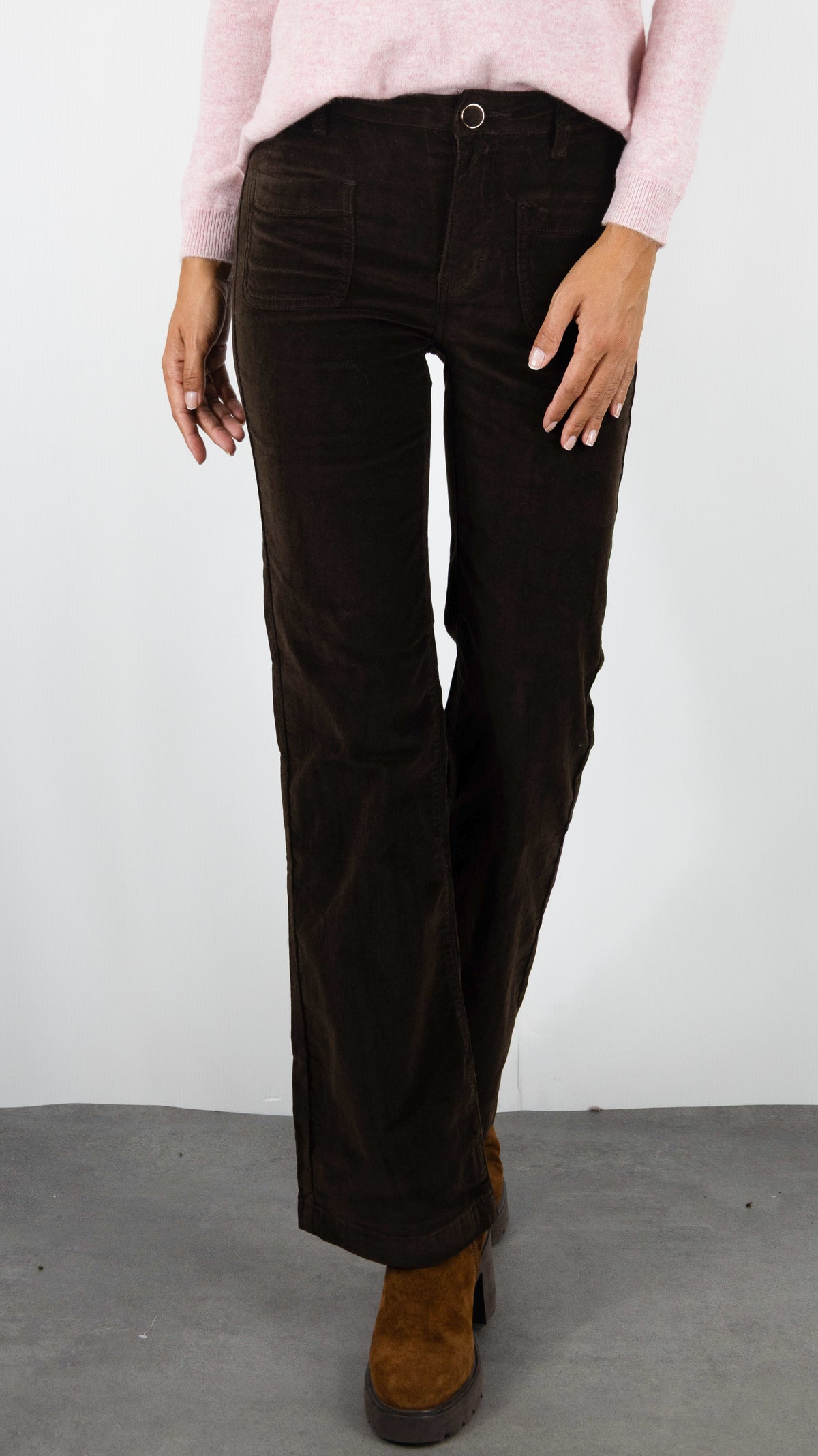 PANTALON FLARE EN VELOURS MILLERAIS POUR FEMME  LA PETITE ETOILE SONNY#COLOR_16/MARRON