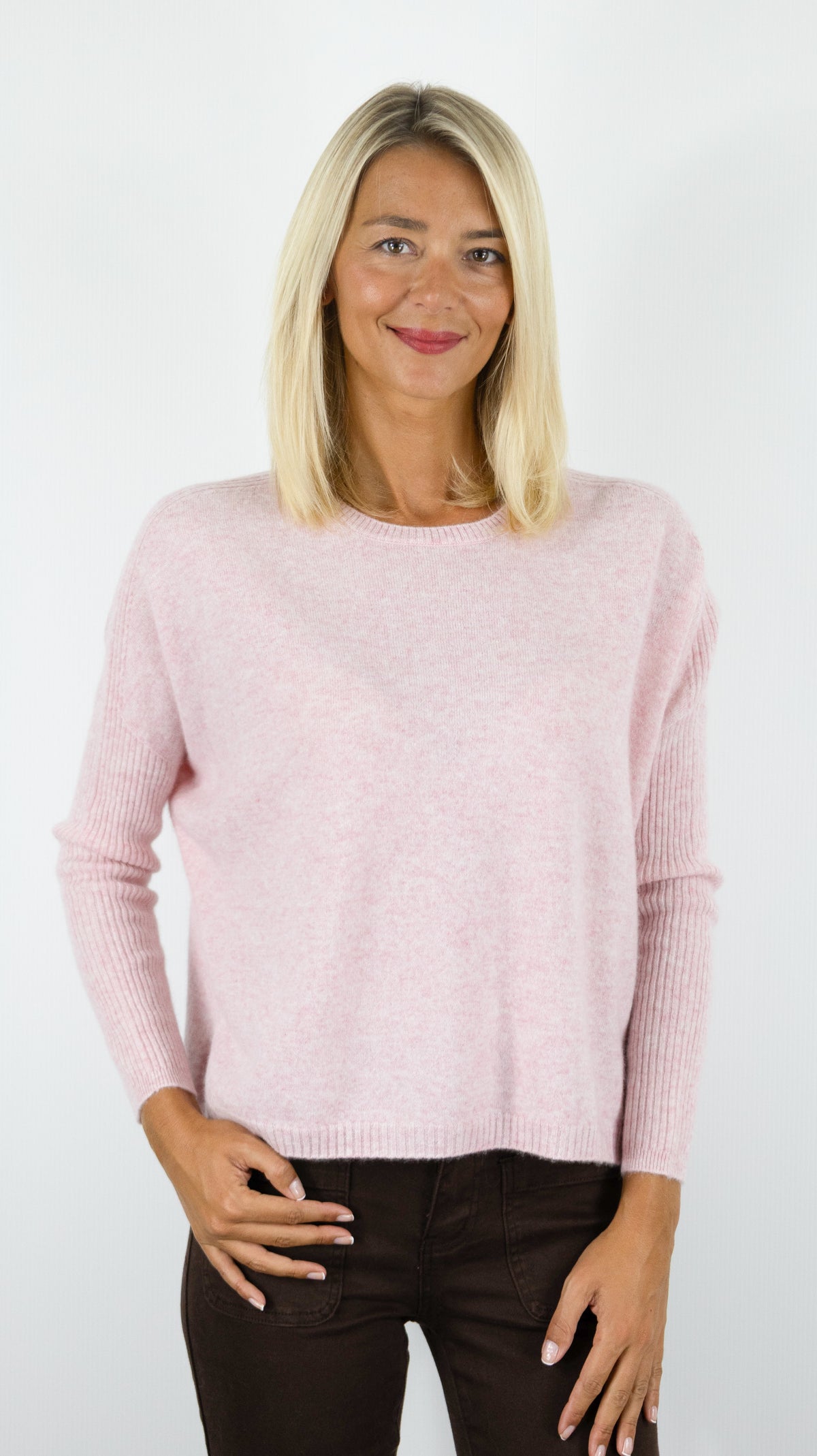 PULL COL ROND EN CACHEMIRE POUR FEMME ESTHEME HJQ280C#COLOR_51158/SAKURA ROSE