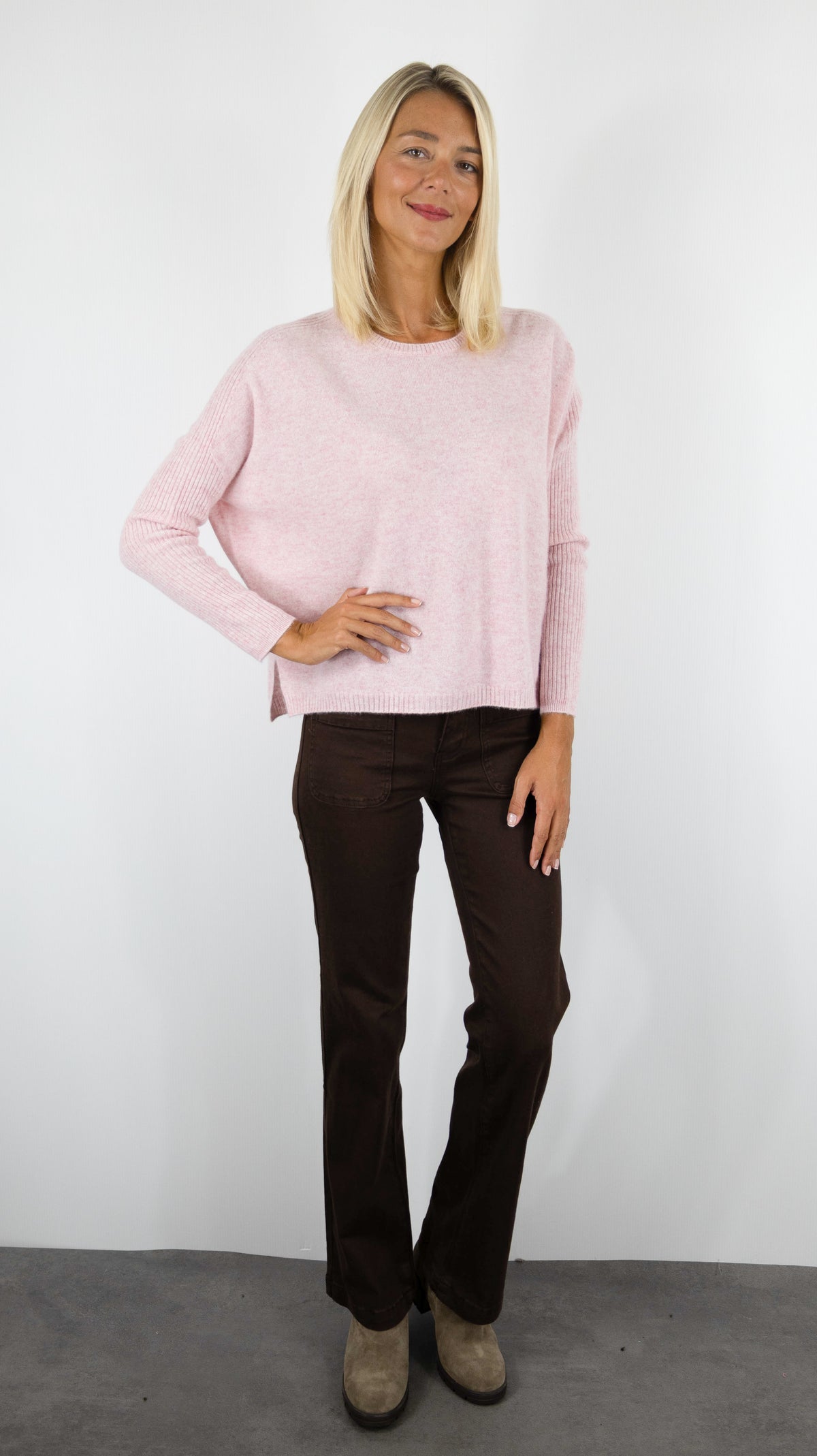 PULL COL ROND EN CACHEMIRE POUR FEMME ESTHEME HJQ280C#COLOR_51158/SAKURA ROSE