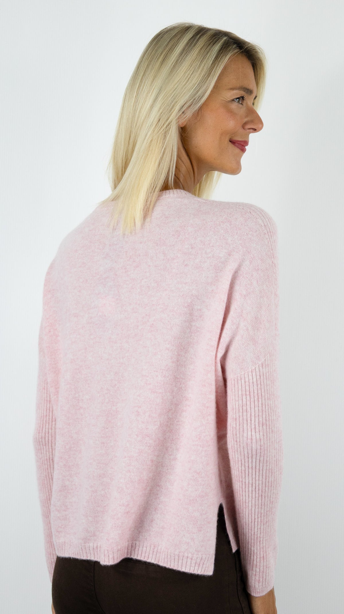 PULL COL ROND EN CACHEMIRE POUR FEMME ESTHEME HJQ280C#COLOR_51158/SAKURA ROSE