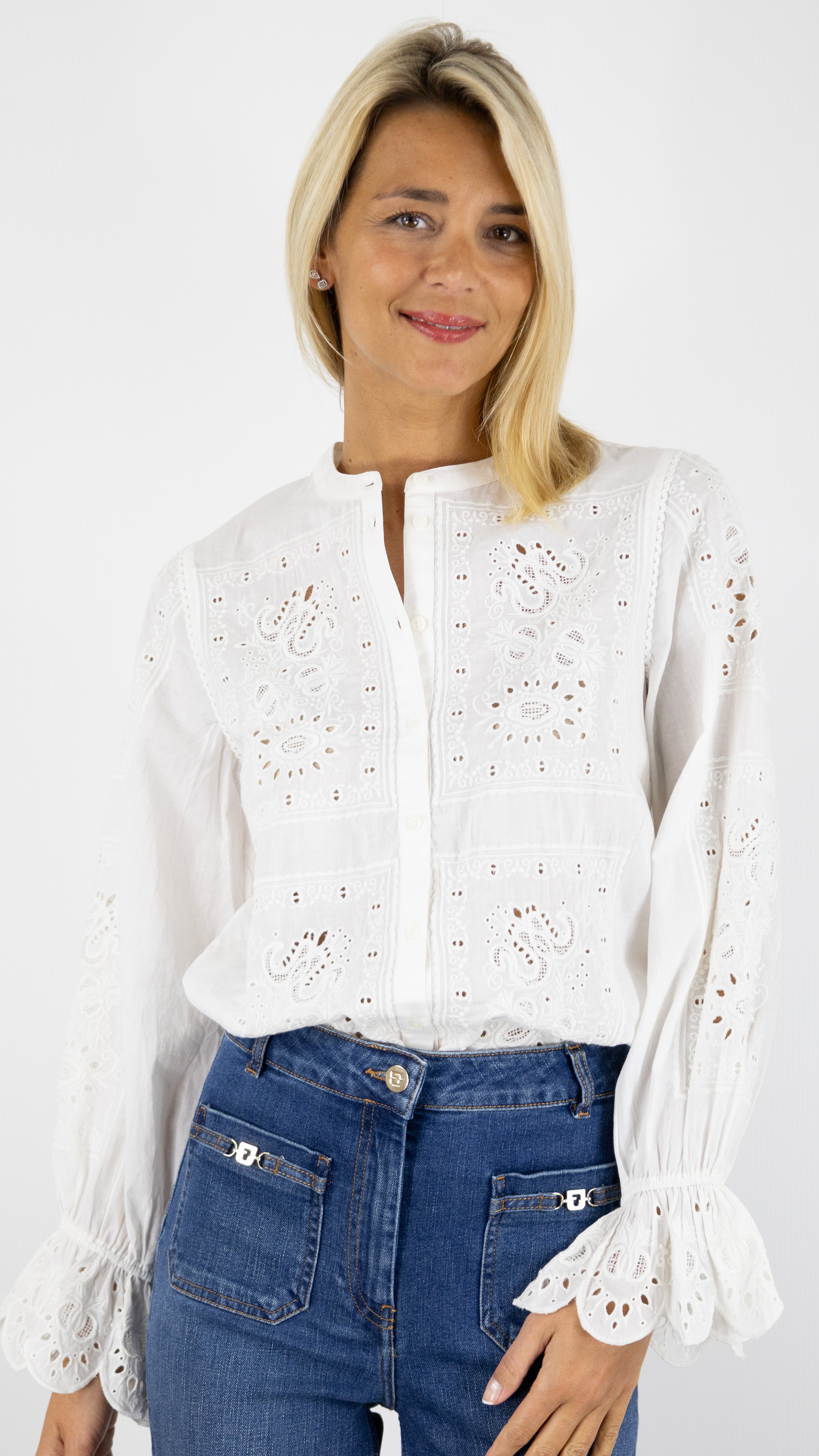 BLOUSE BRODEE EN COTON ECRUE BA&SH SORAYA