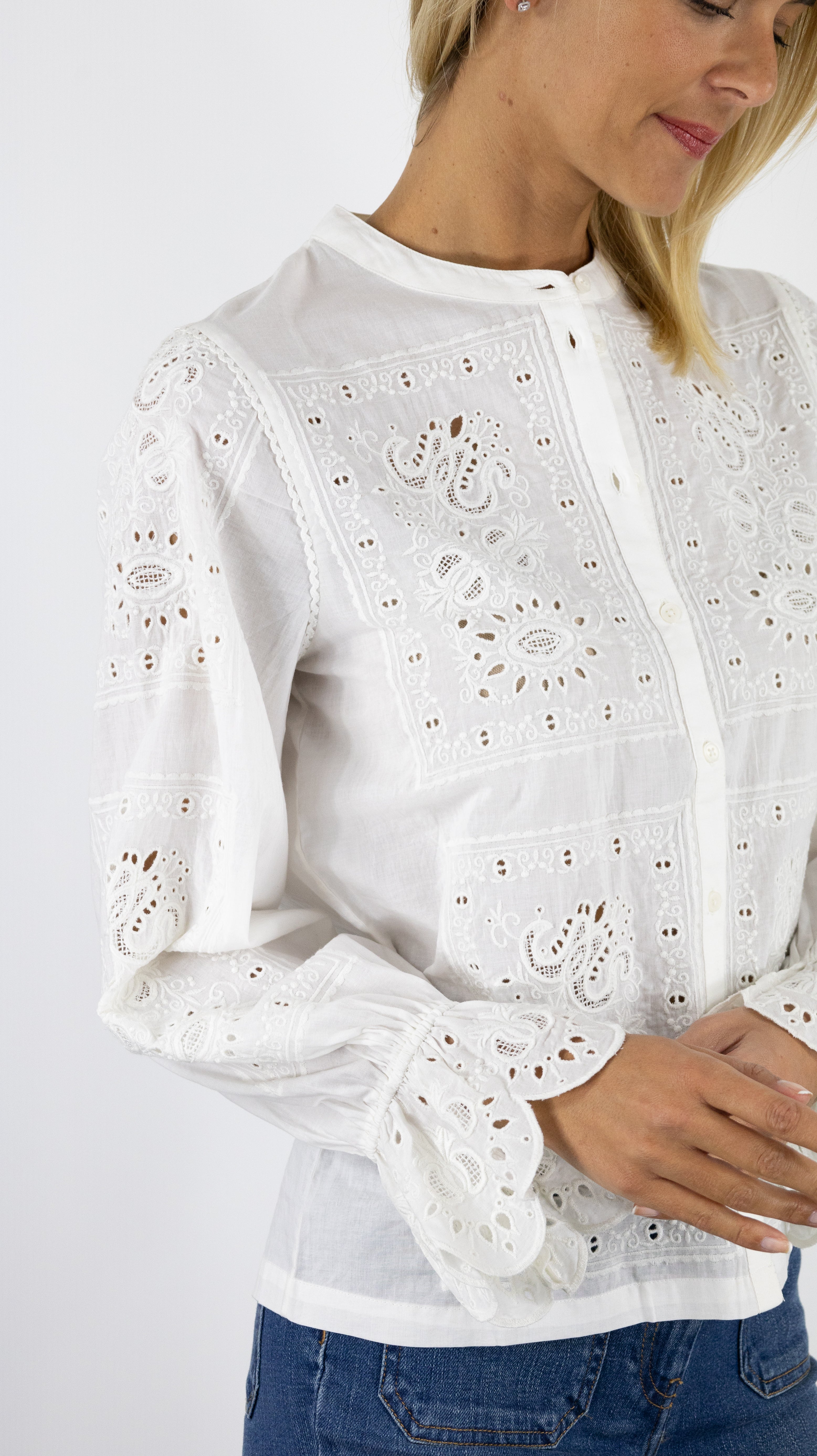 BLOUSE BRODEE EN COTON ECRUE BA&SH SORAYA