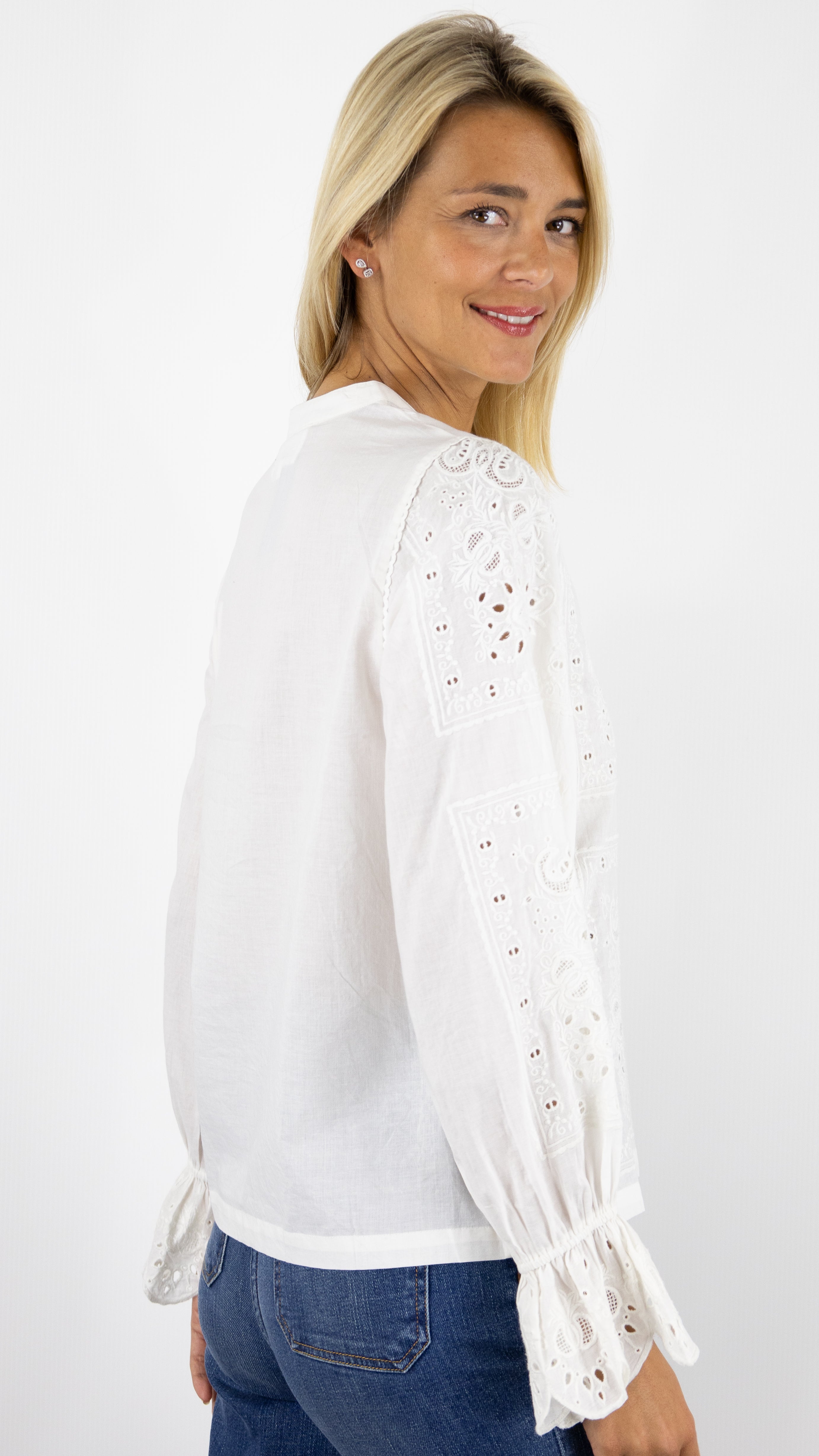 BLOUSE BRODEE EN COTON ECRUE BA&SH SORAYA