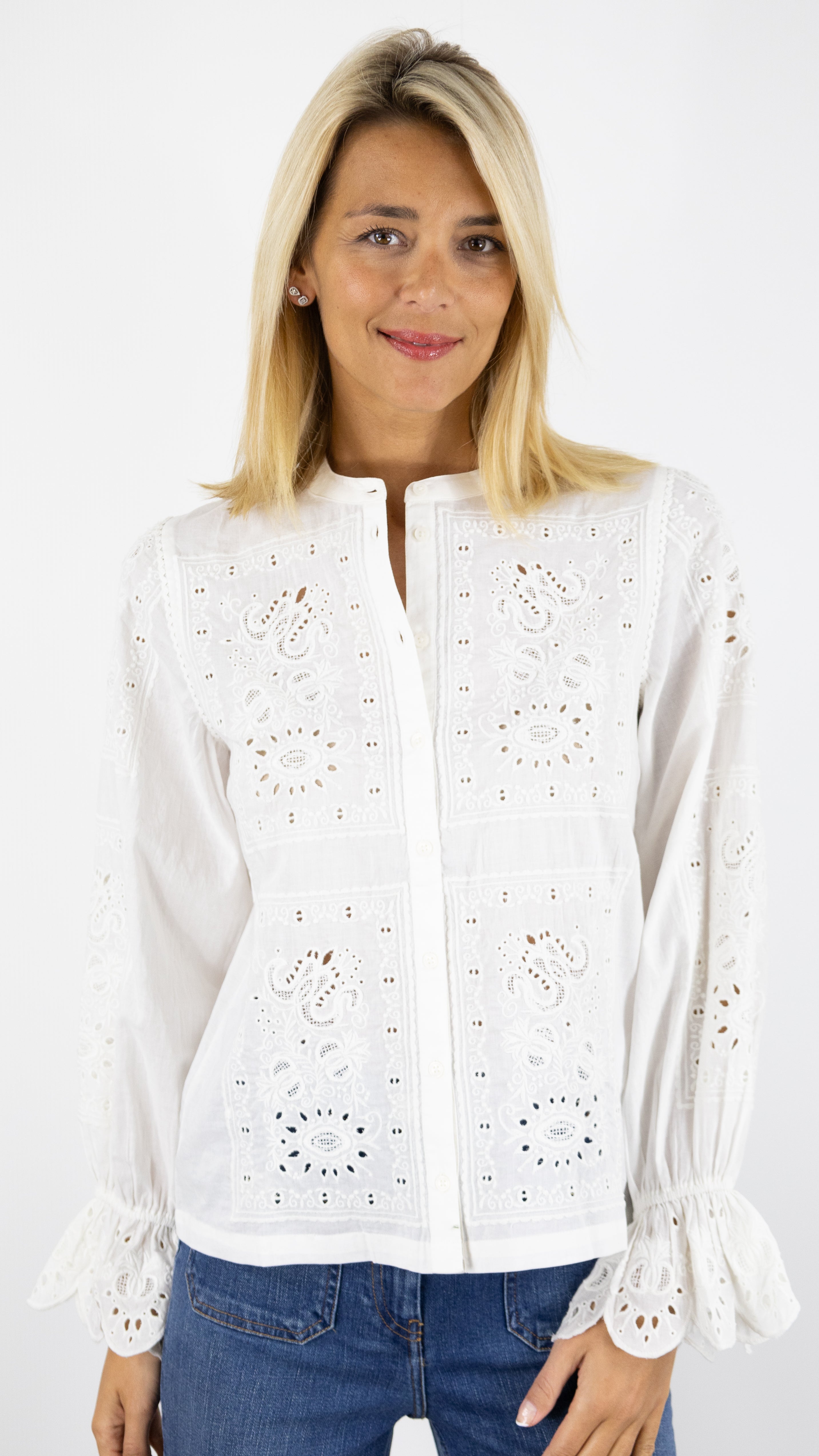 BLOUSE BRODEE EN COTON ECRUE BA&SH SORAYA