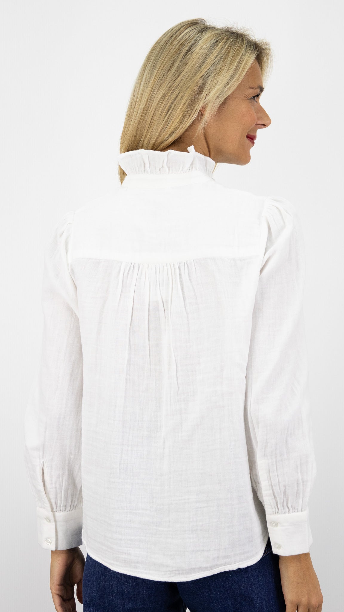 CHEMISE VOLANTEE EN GAZE DE COTON BLANC AN'GE STEFOU