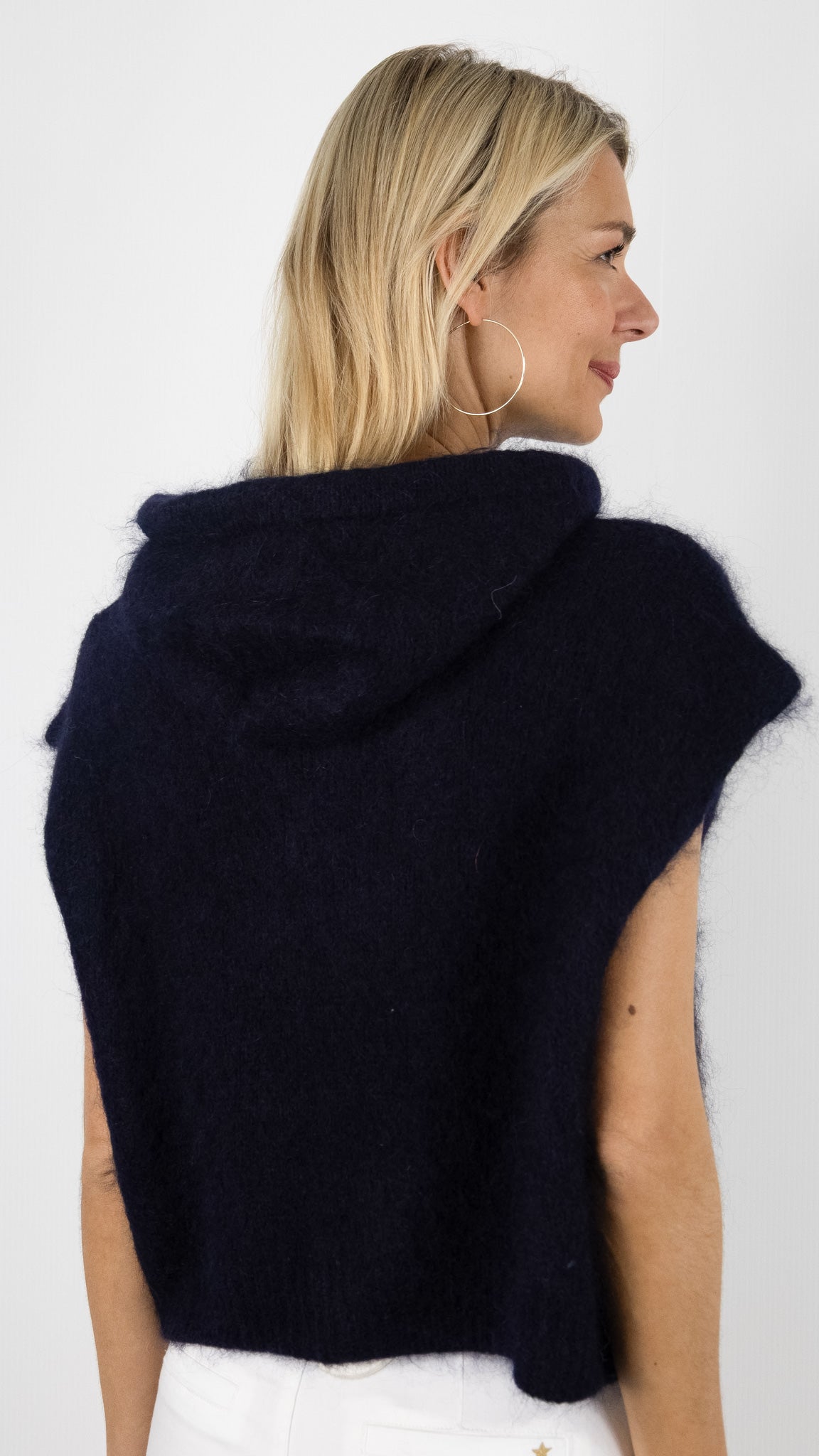 Gilet à capuche boutonné #COLOR_Marine