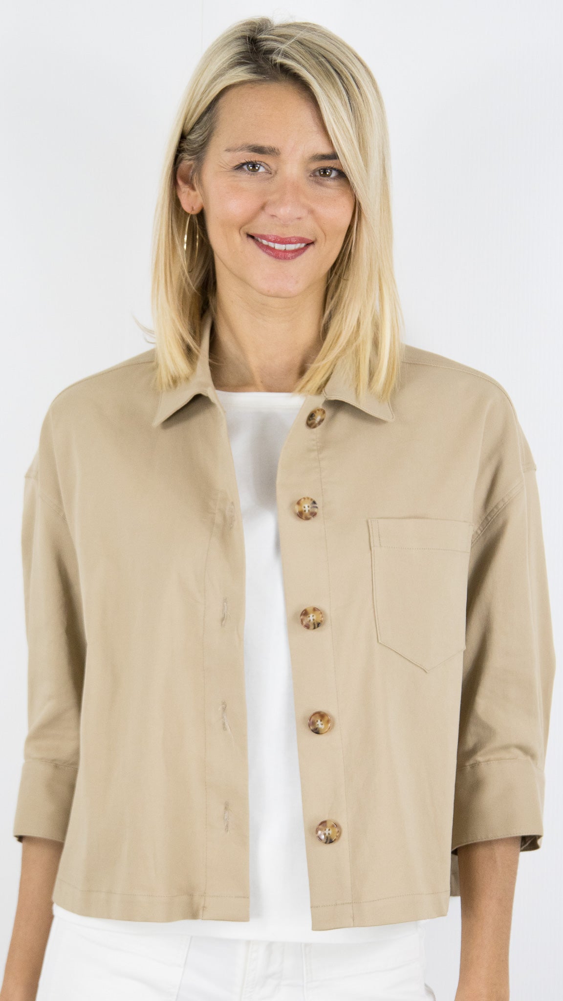 VESTE PALETOT EN COTON BEIGE POUR FEMME GERARD DAREL TENYA